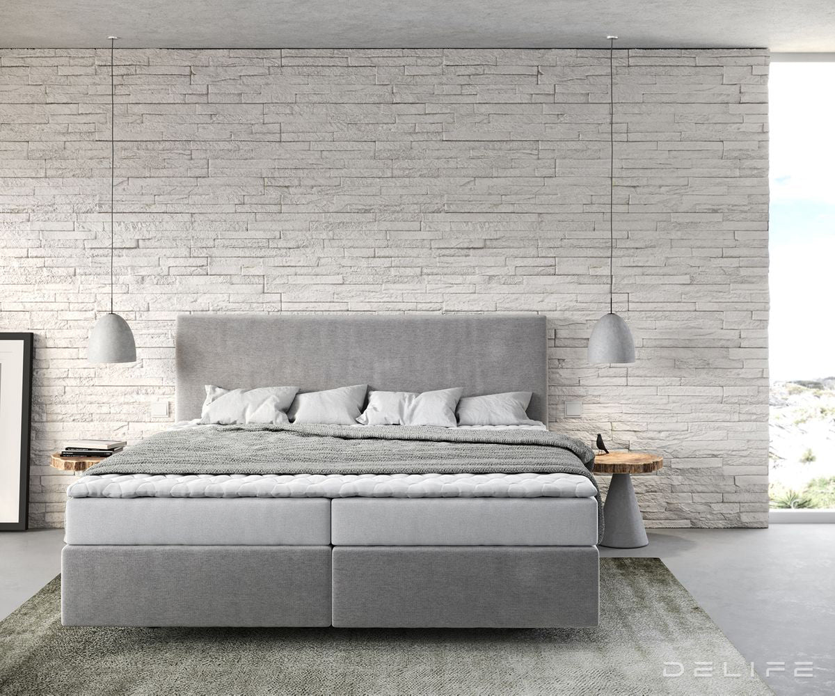Box spring krevet Dream-Well s madracem i nadmadracem - Minimalističan prošiv - Mikrofibra