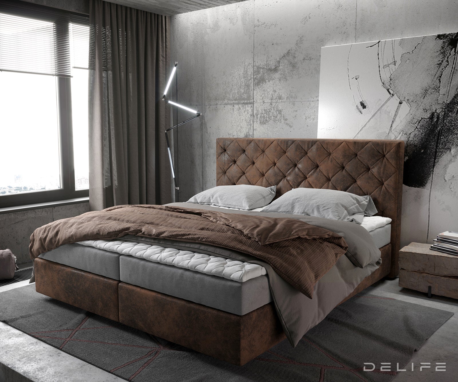 Box spring krevet Dream-Great s madracem i nadmadracem - Chesterfield prošiv - Mikrofiber