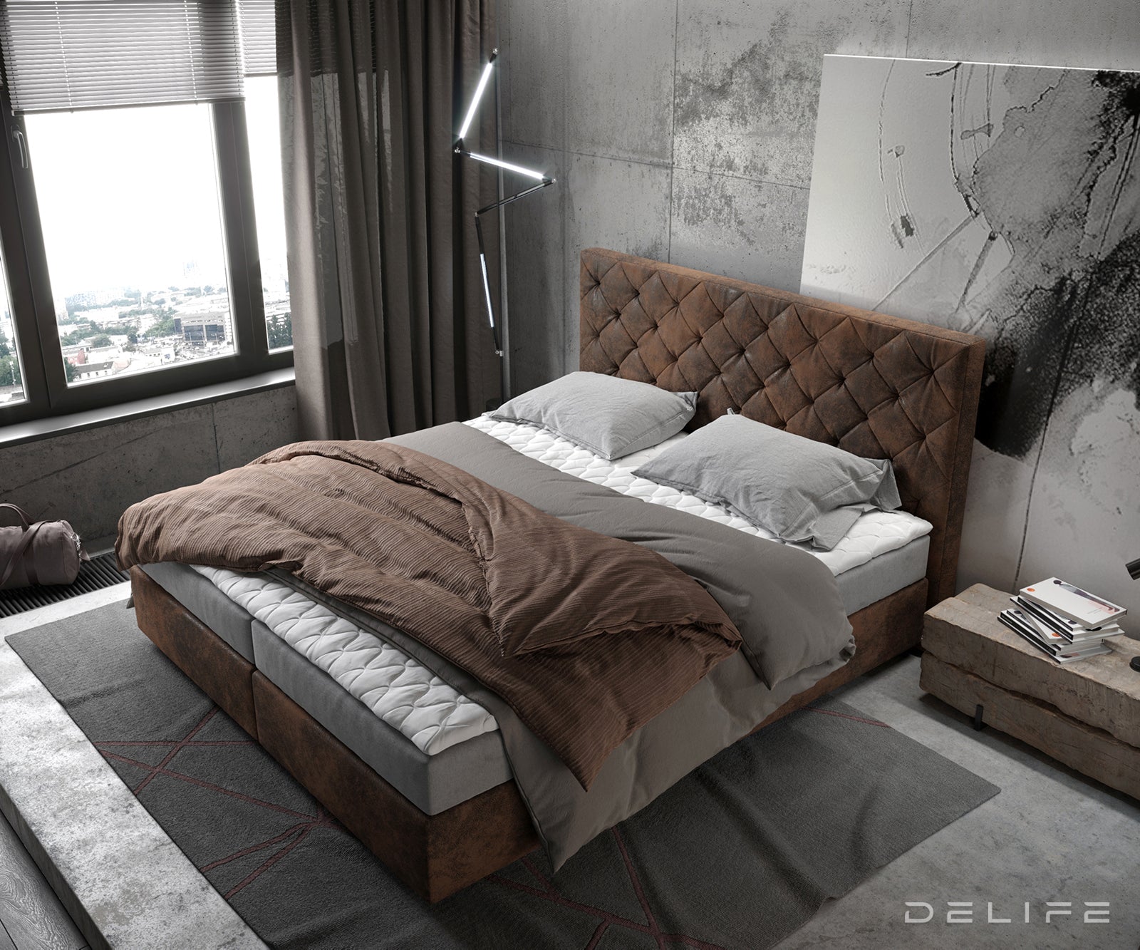 Box spring krevet Dream-Great s madracem i nadmadracem - Chesterfield prošiv - Mikrofiber