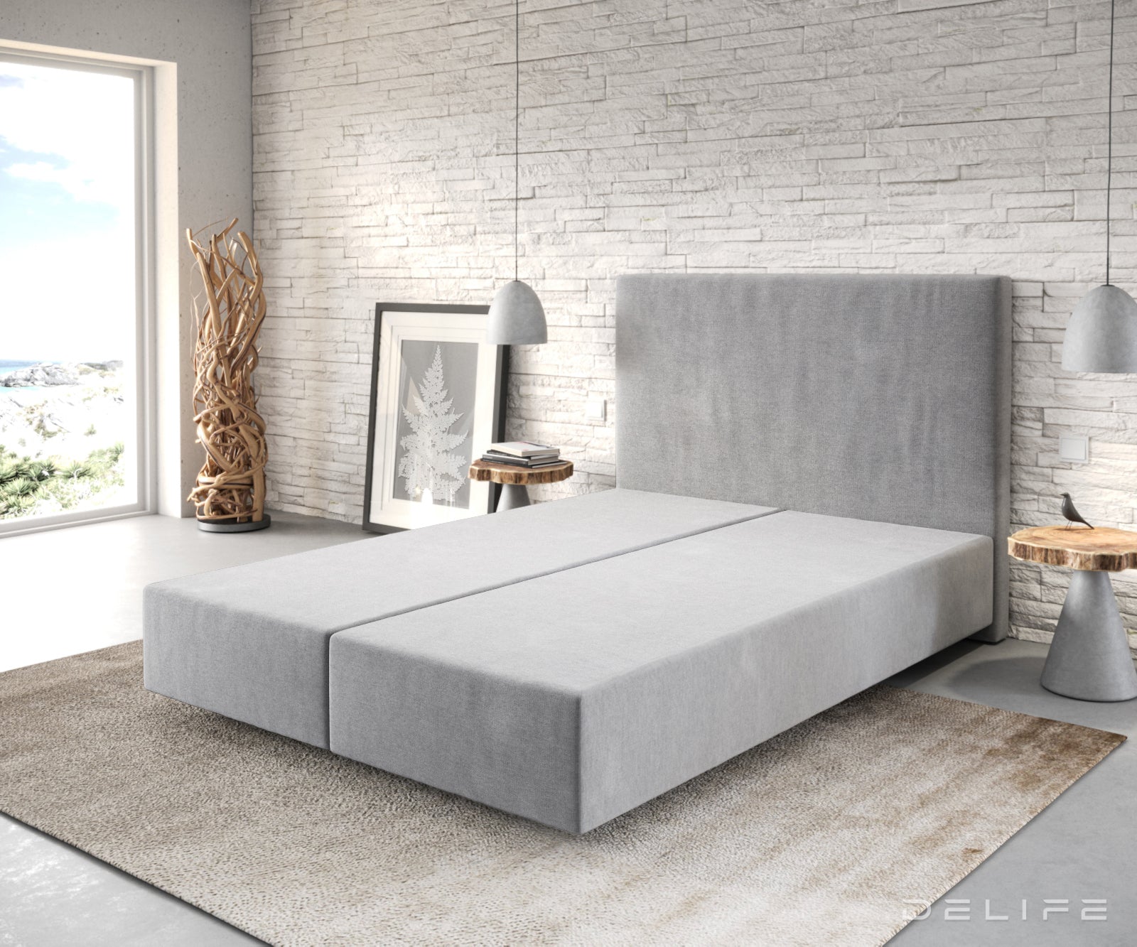 Box spring okvir Dream-Well, Minimalističan prošiv - Mikrofibra