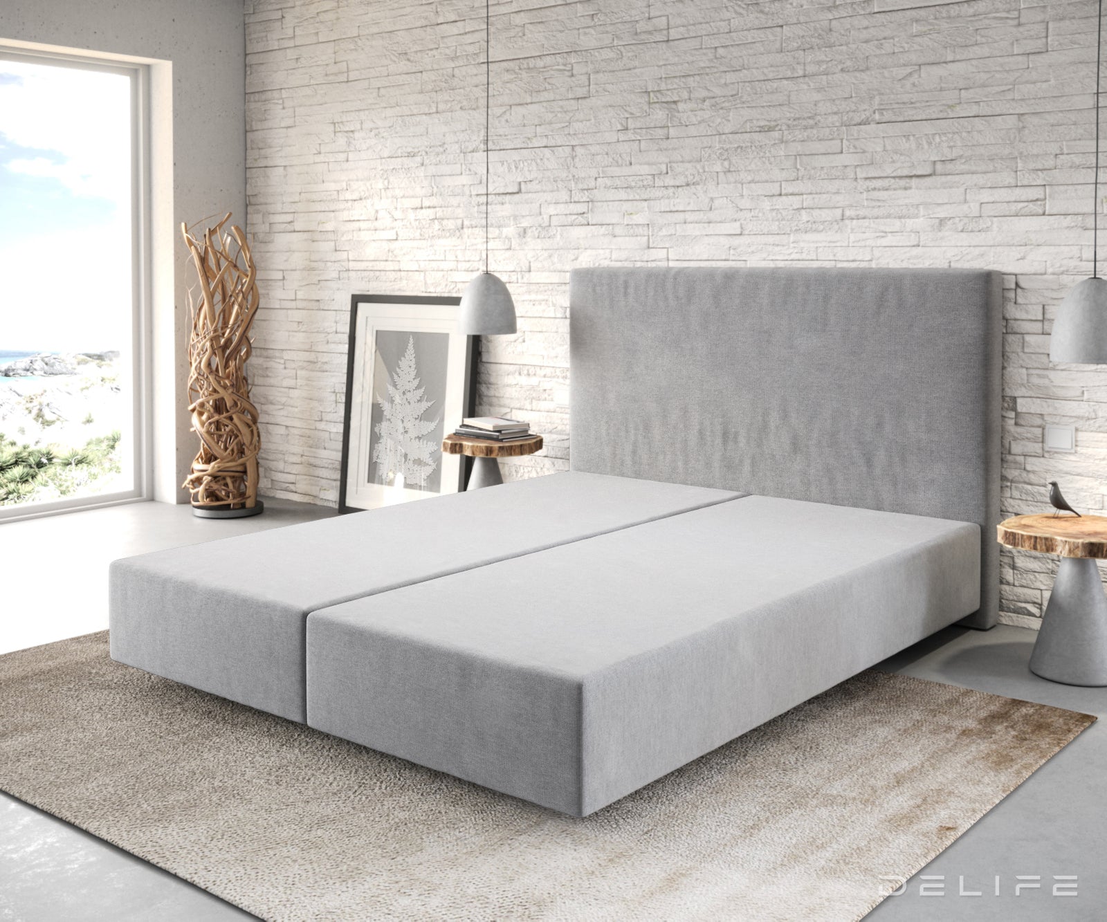 Box spring okvir Dream-Well, Minimalističan prošiv - Mikrofibra