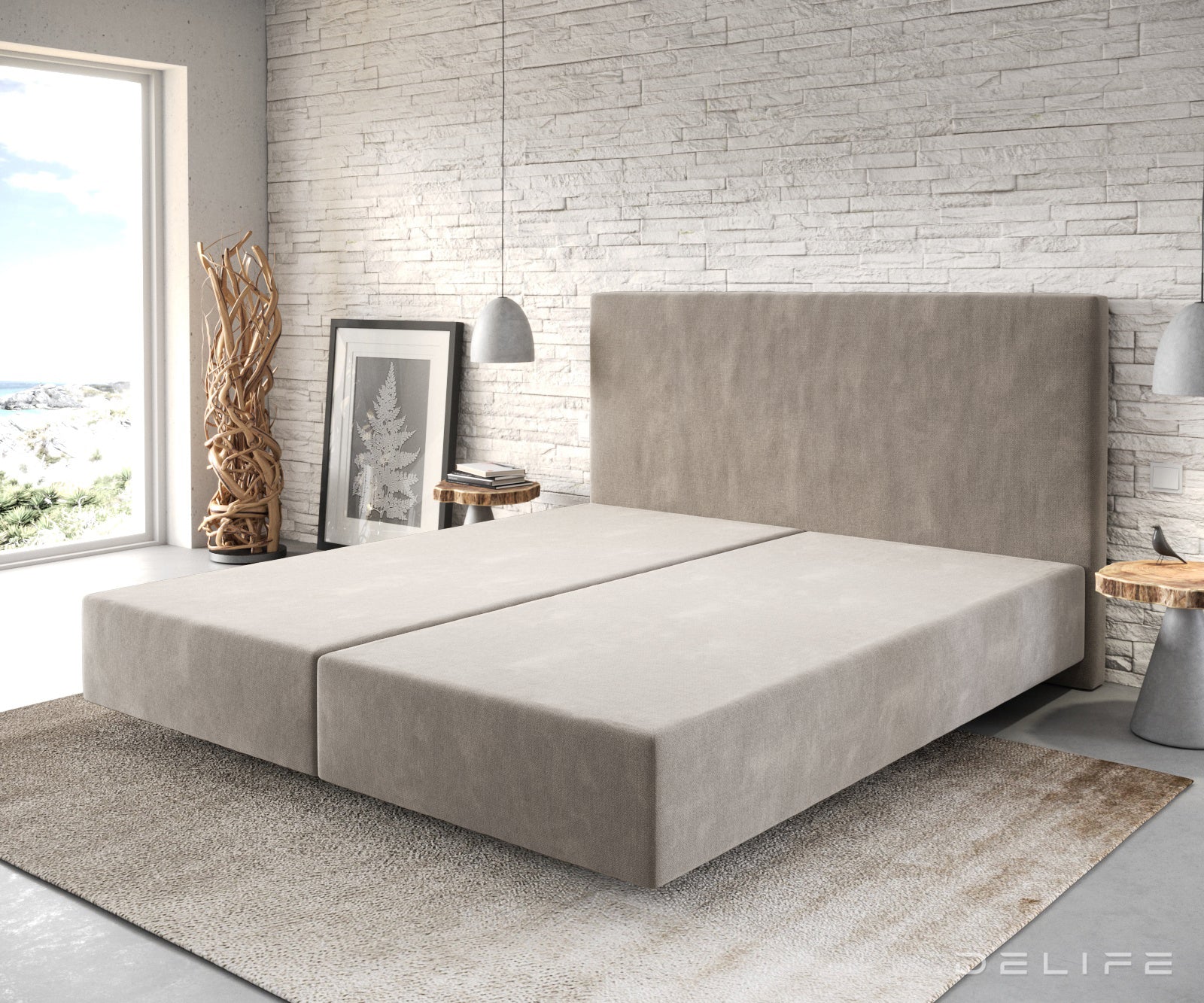 Box spring okvir Dream-Well, Minimalističan prošiv - Mikrofibra
