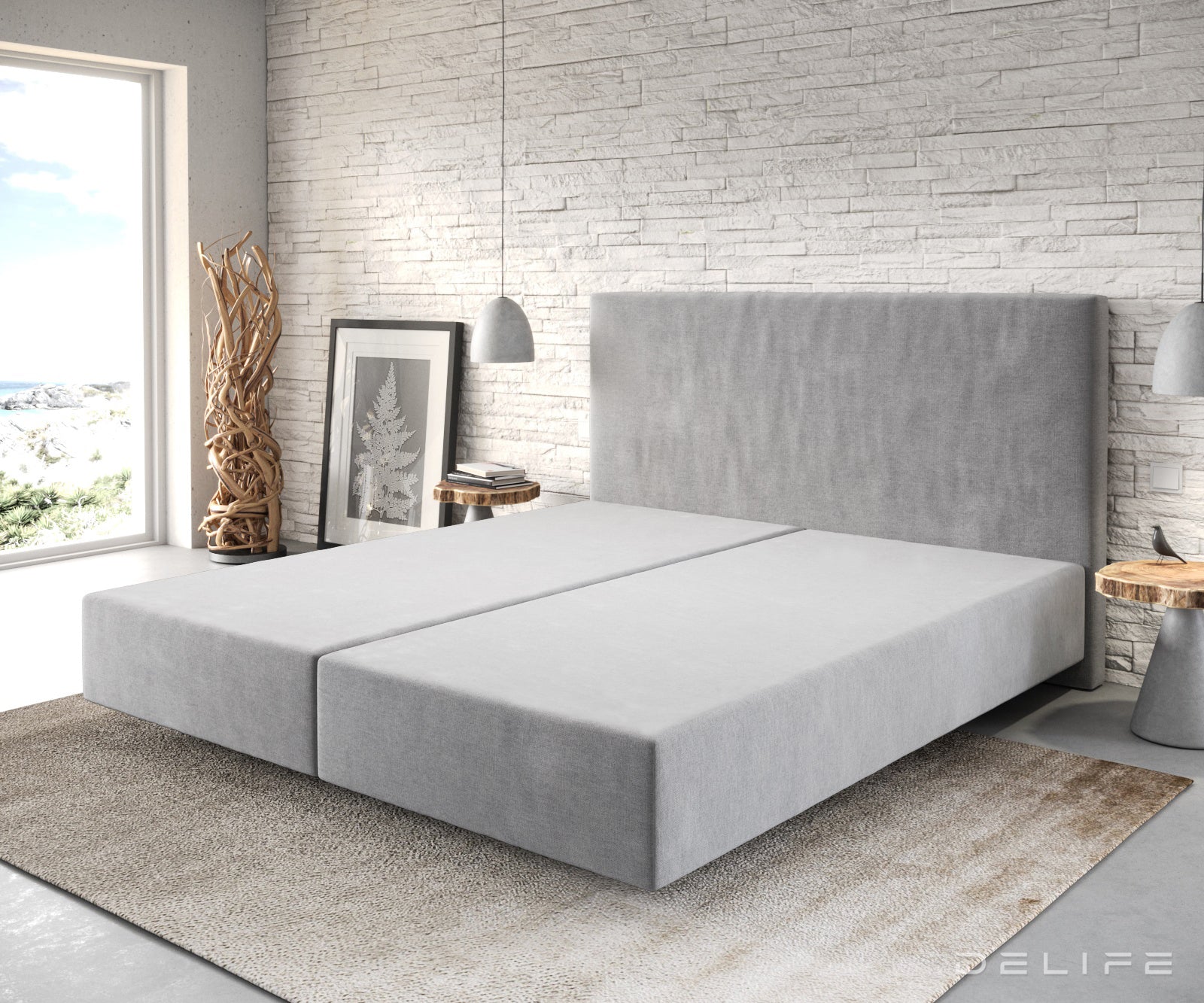 Box spring okvir Dream-Well, Minimalističan prošiv - Mikrofibra