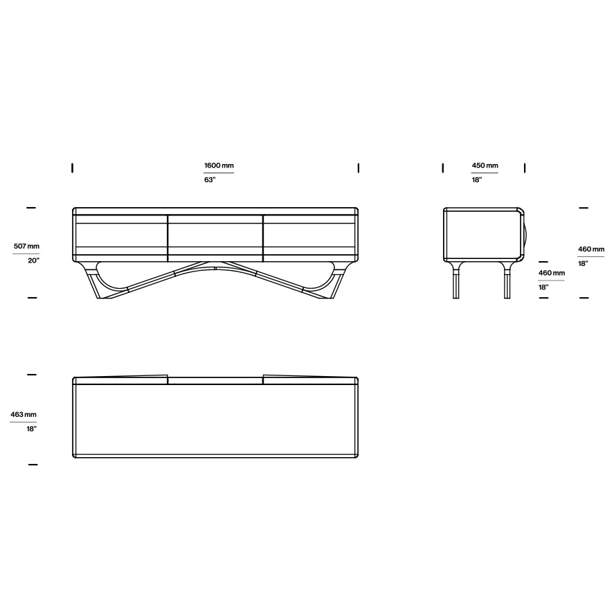 Tv Komoda Antoni 160x45cm, Materijal: Puno drvo Hrast