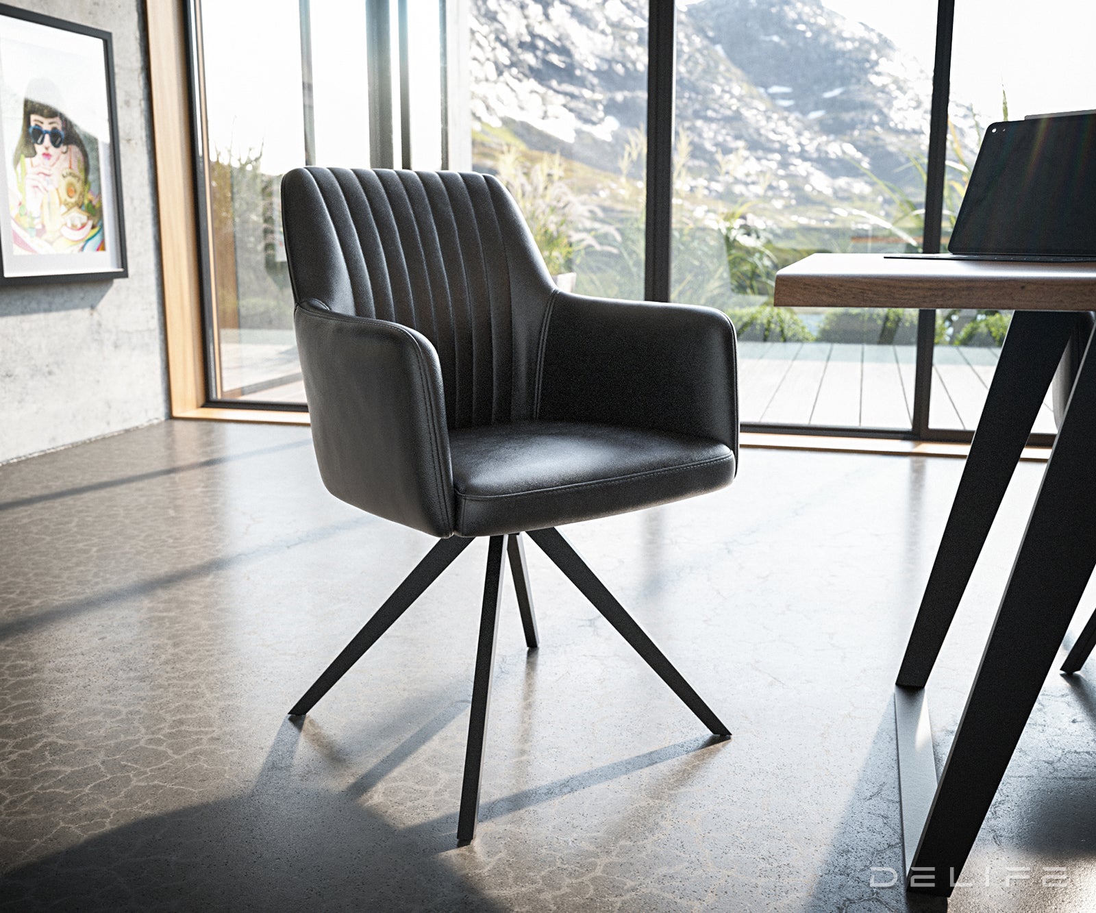 Blagovaonska stolica Greg, Materijal: Koža