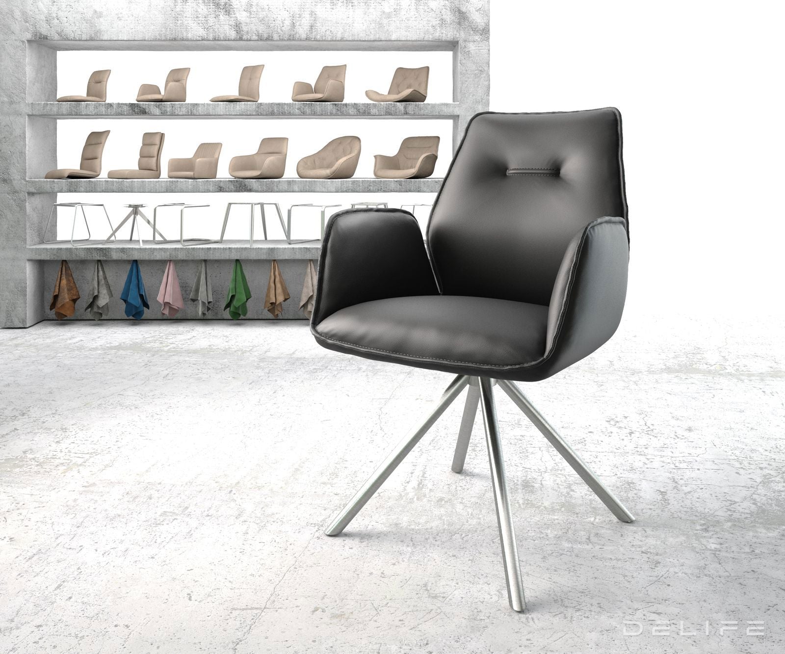 Blagovaonska stolica Zoa, Materijal: Koža