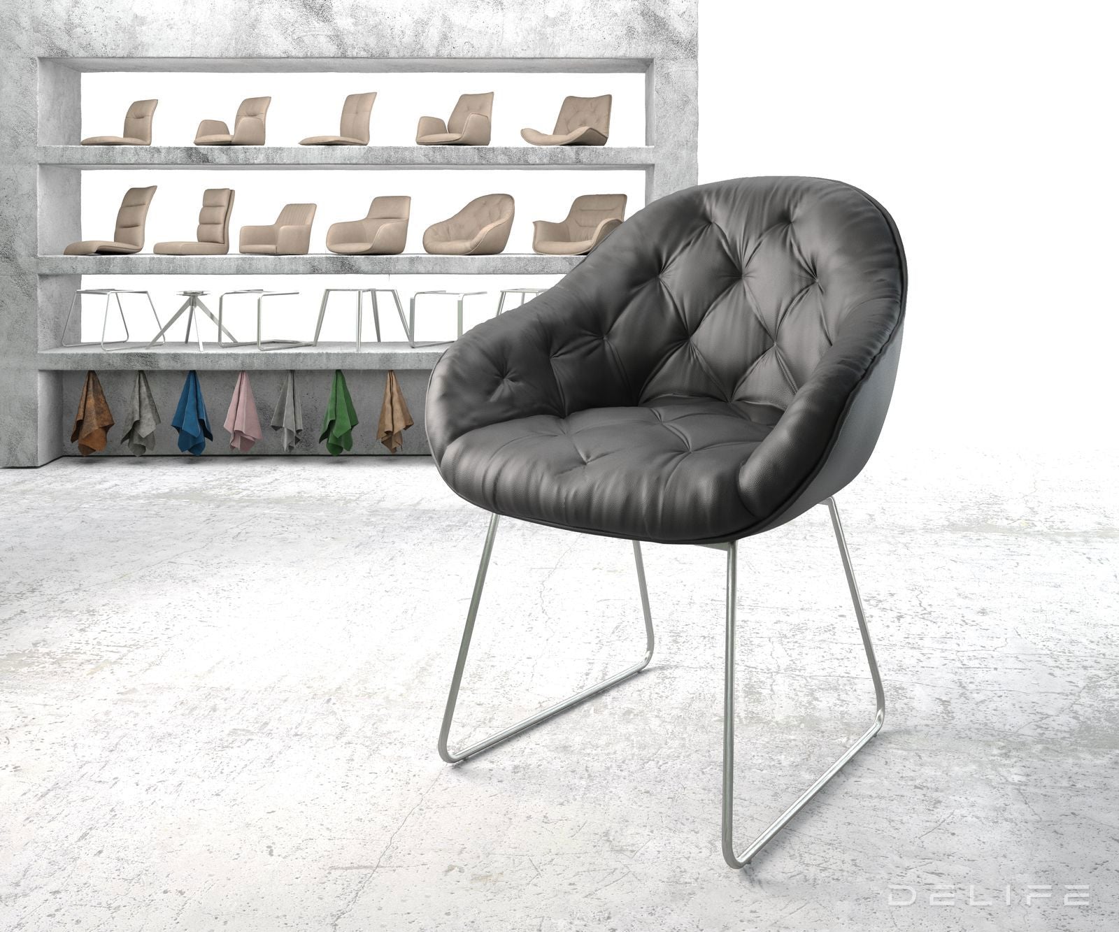 Blagovaonska stolica Gaio, Materijal: Koža