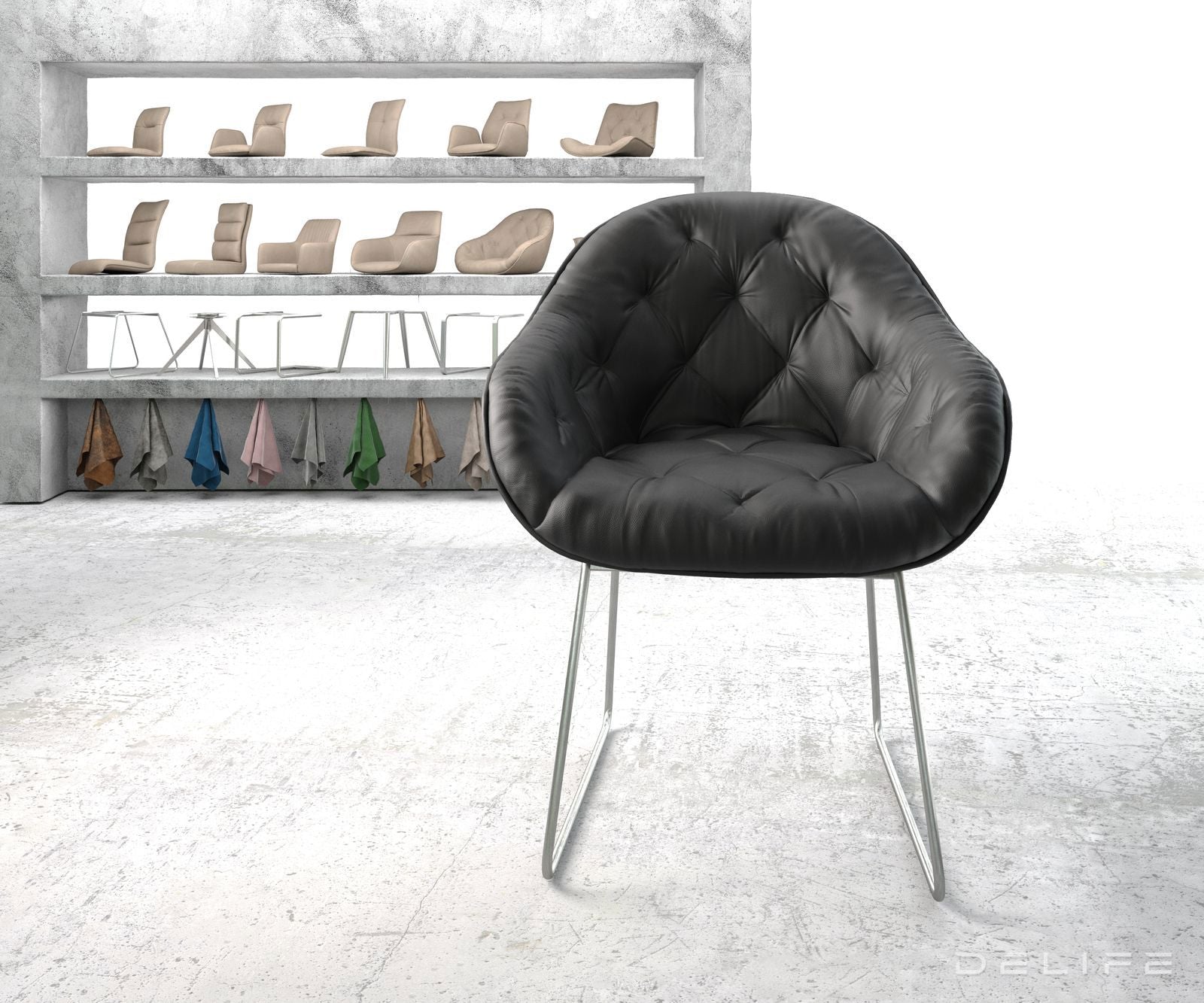 Blagovaonska stolica Gaio, Materijal: Koža