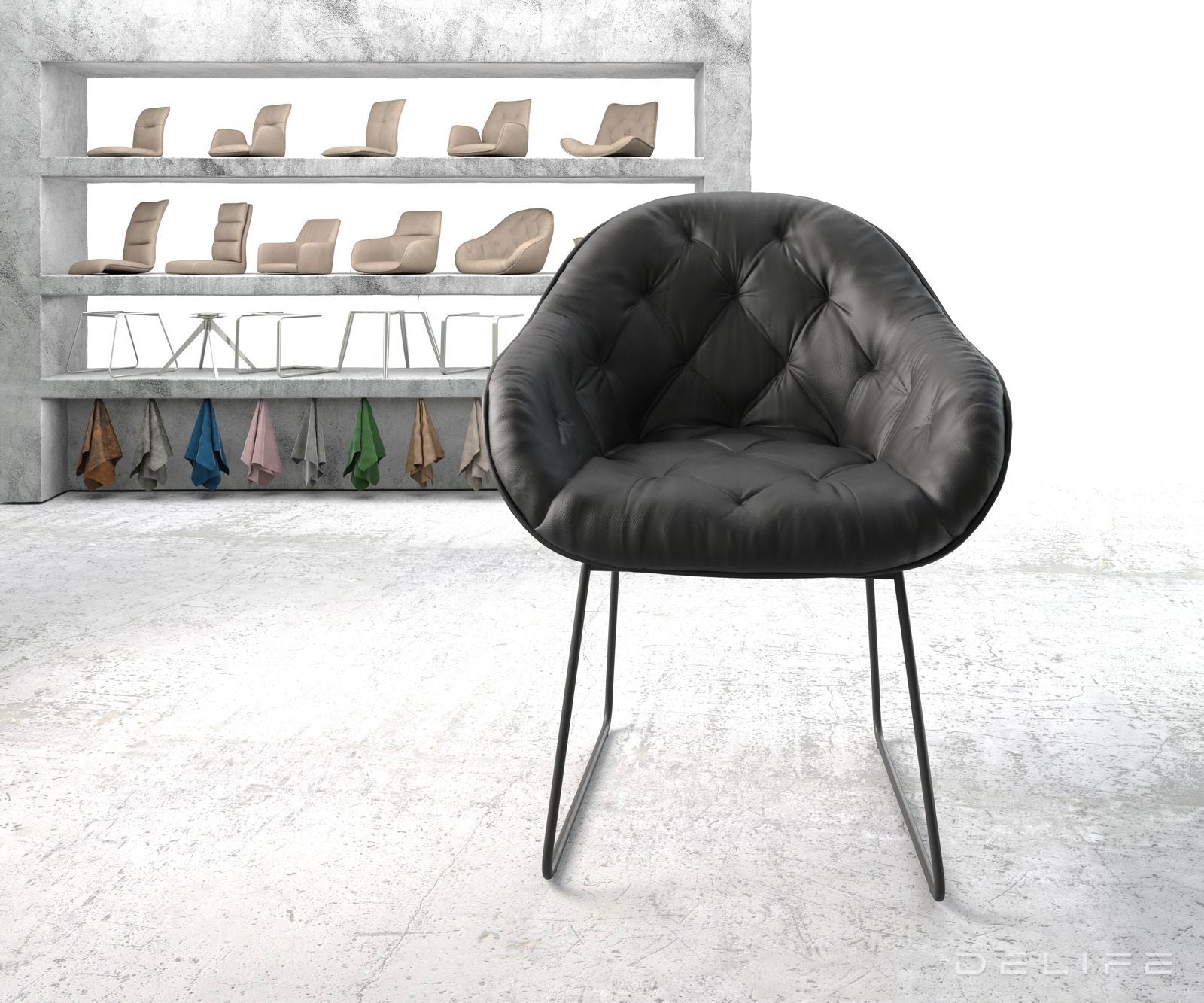 Blagovaonska stolica Gaio, Materijal: Koža