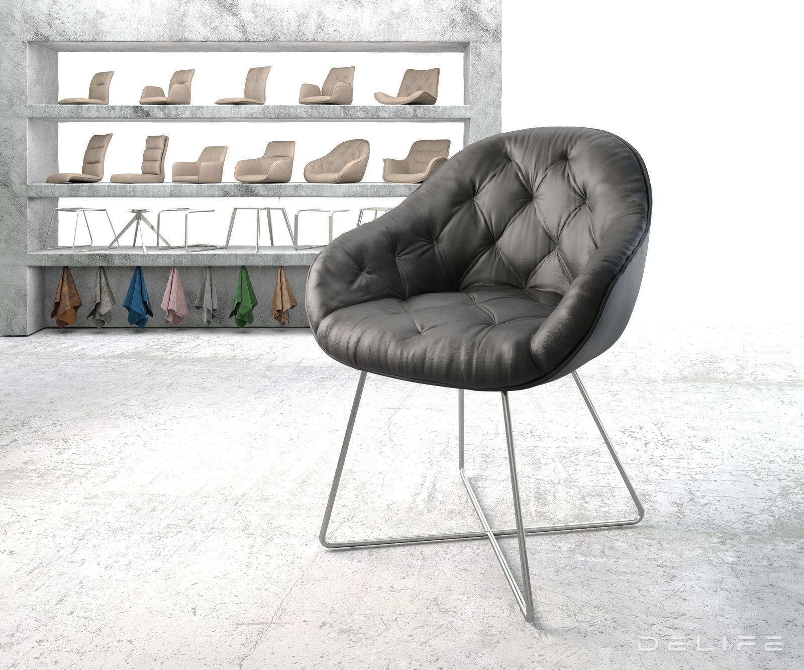 Blagovaonska stolica Gaio, Materijal: Koža