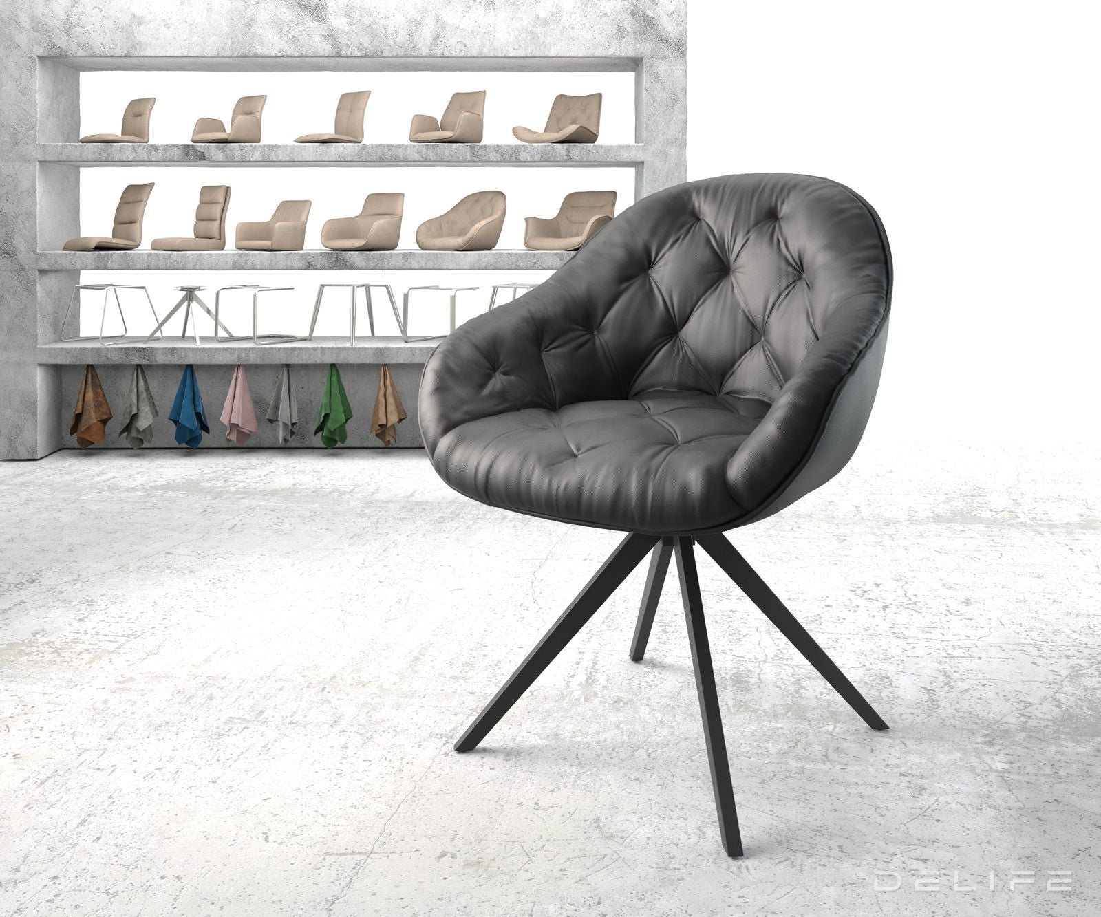 Blagovaonska stolica Gaio, Materijal: Koža