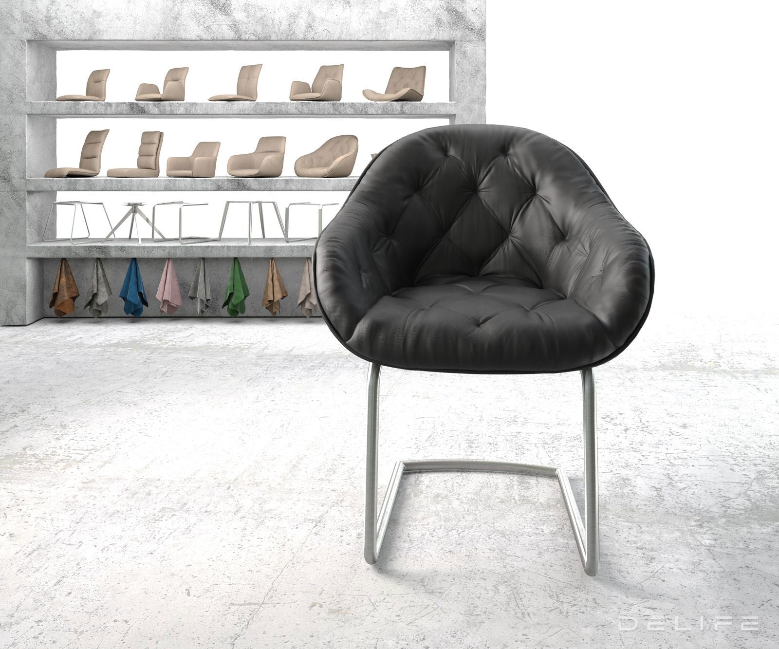 Blagovaonska stolica Gaio, Materijal: Koža