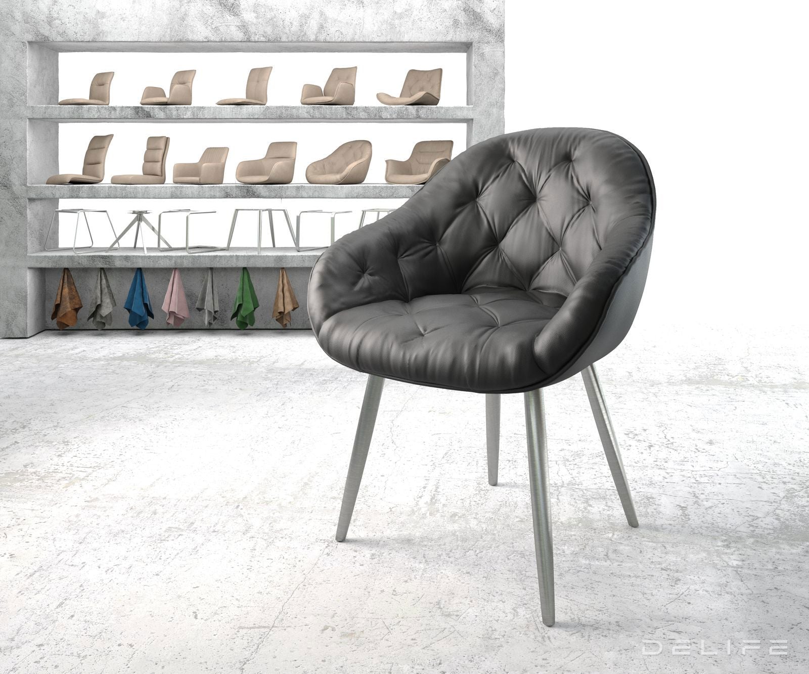 Blagovaonska stolica Gaio, Materijal: Koža