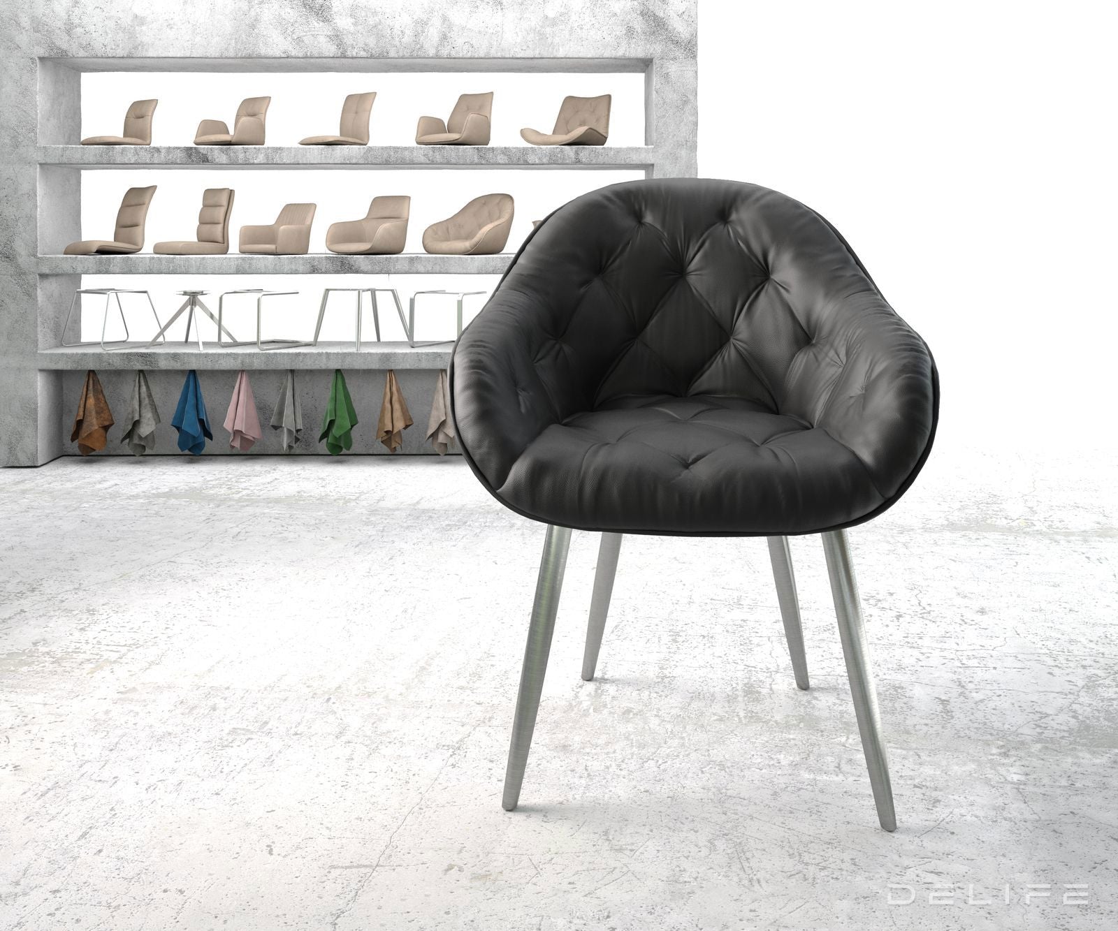 Blagovaonska stolica Gaio, Materijal: Koža