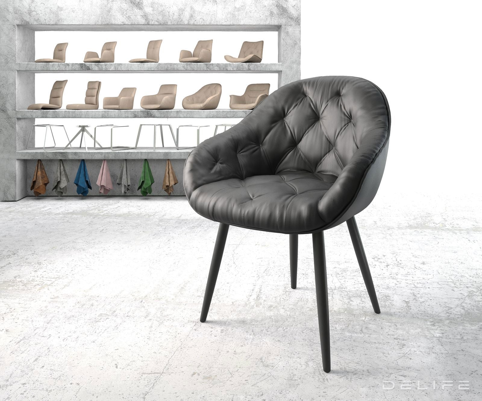 Blagovaonska stolica Gaio, Materijal: Koža