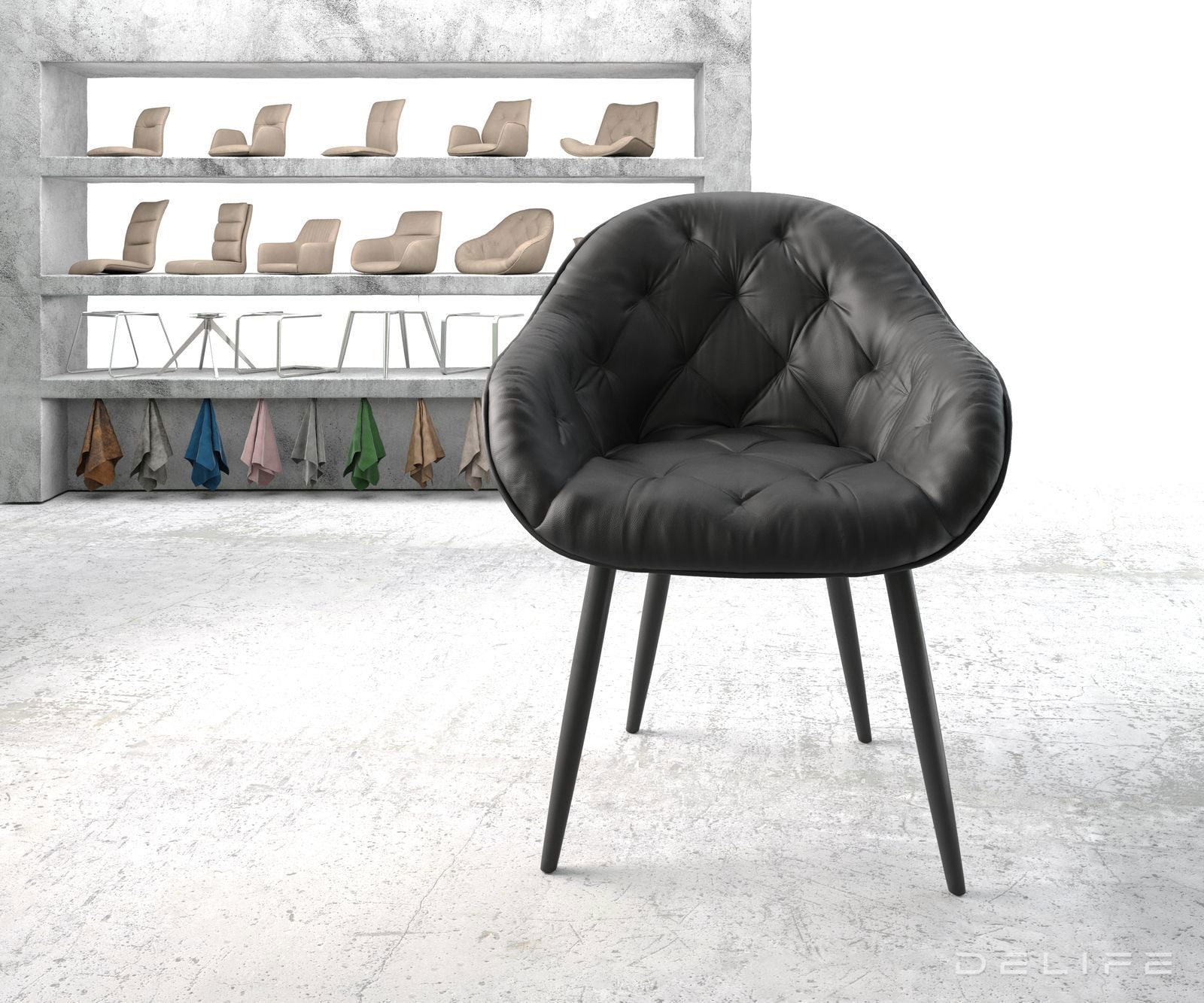 Blagovaonska stolica Gaio, Materijal: Koža