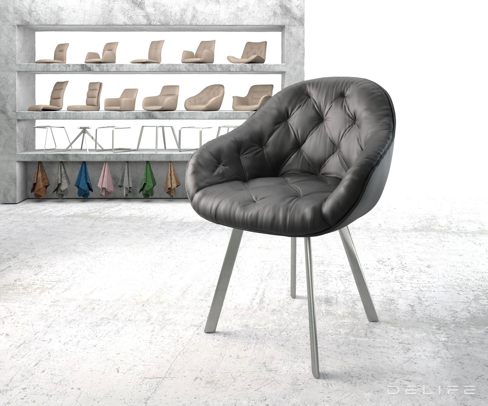 Blagovaonska stolica Gaio, Materijal: Koža