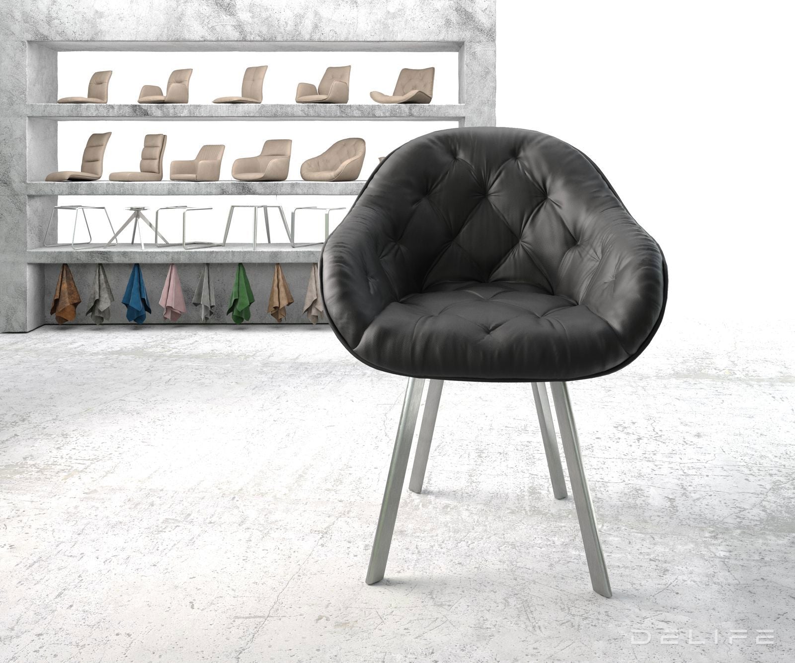 Blagovaonska stolica Gaio, Materijal: Koža