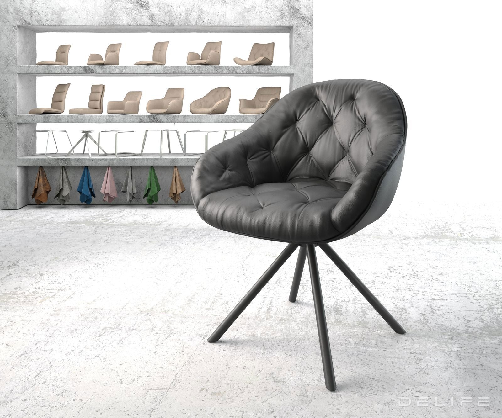 Blagovaonska stolica Gaio, Materijal: Koža