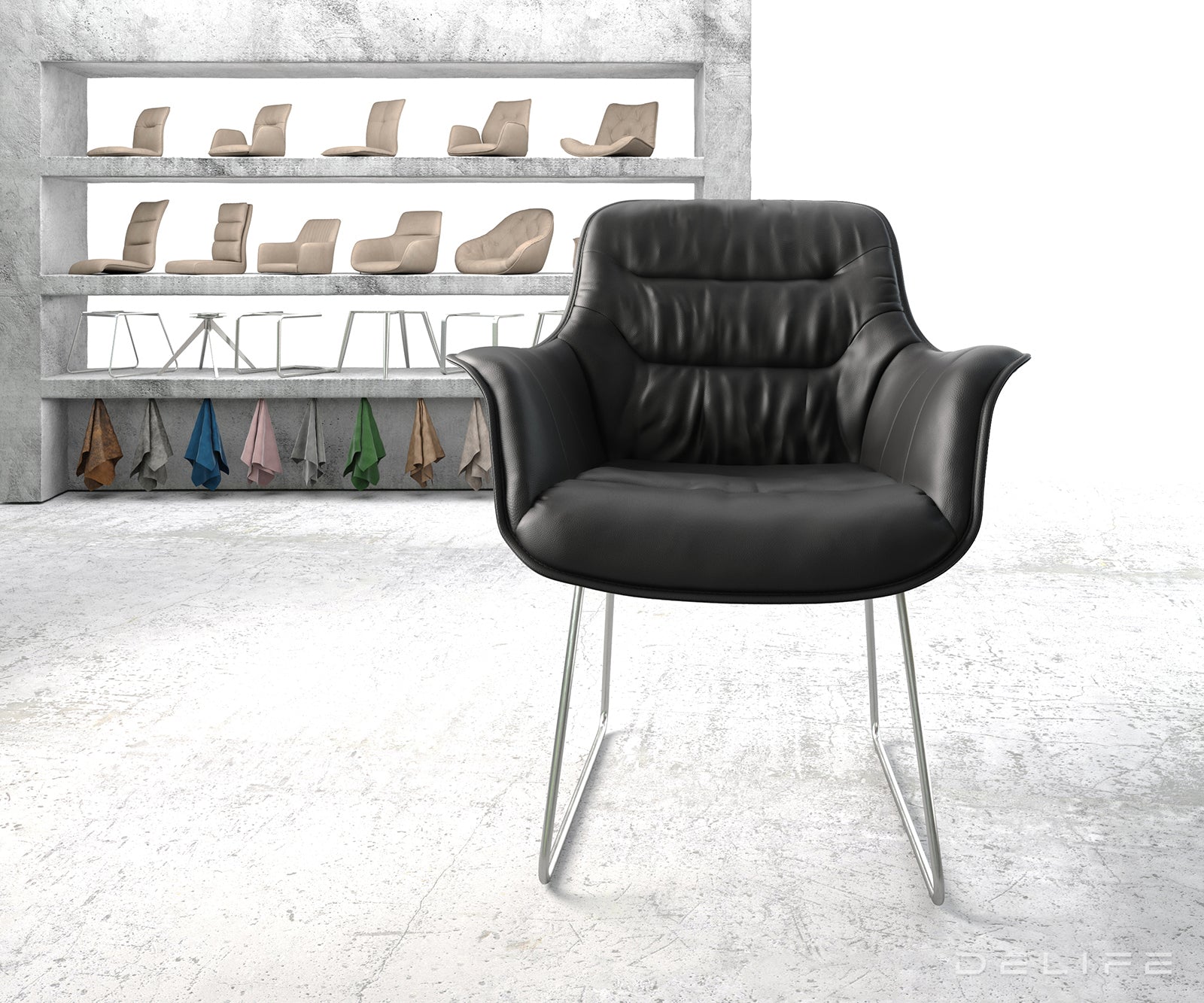 Blagovaonska stolica Kaira, Materijal: Koža