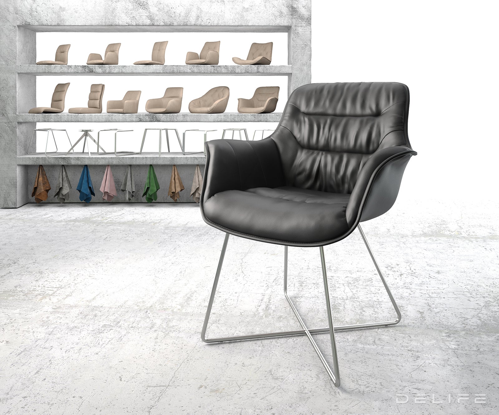 Blagovaonska stolica Kaira, Materijal: Koža