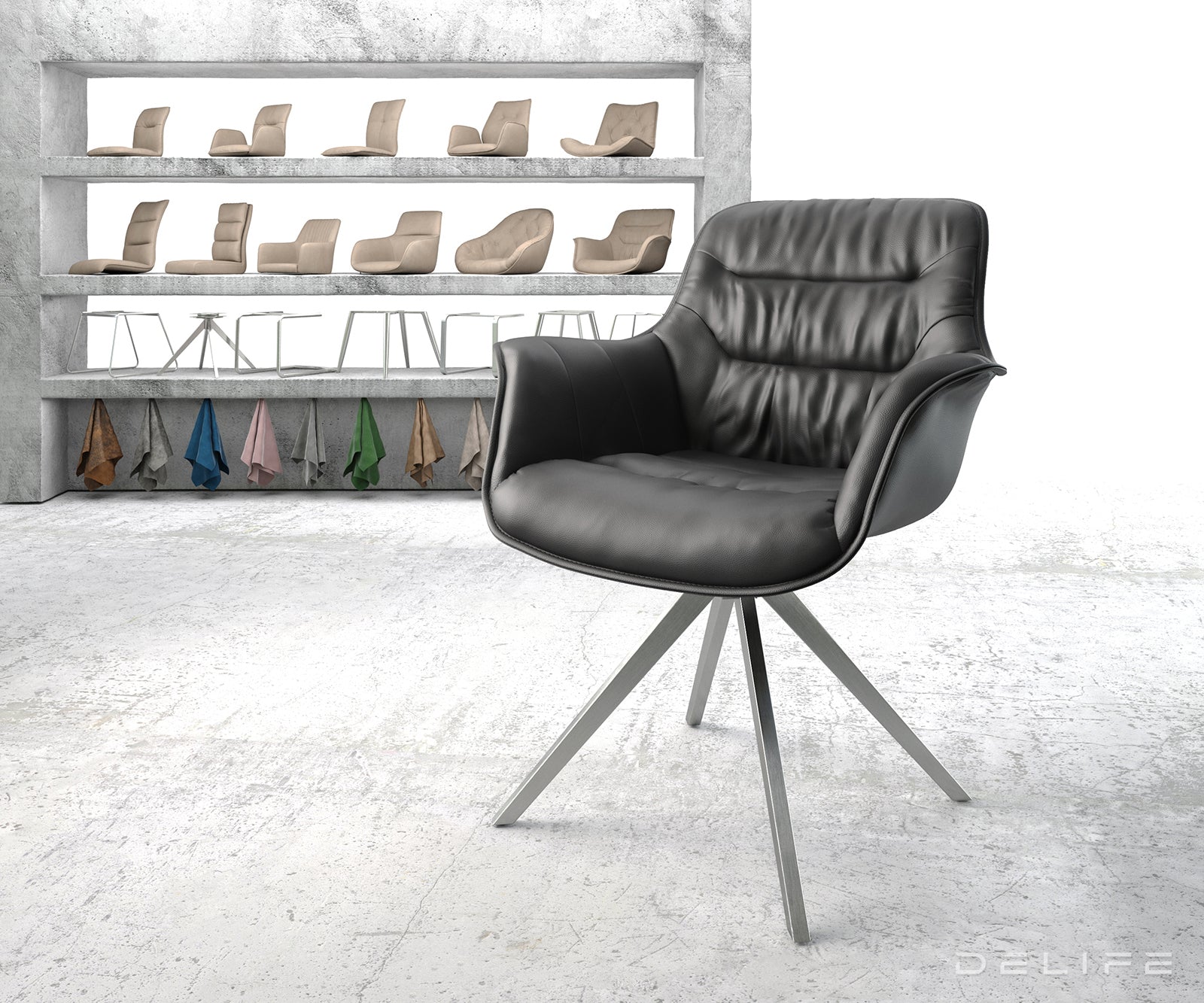 Blagovaonska stolica Kaira, Materijal: Koža