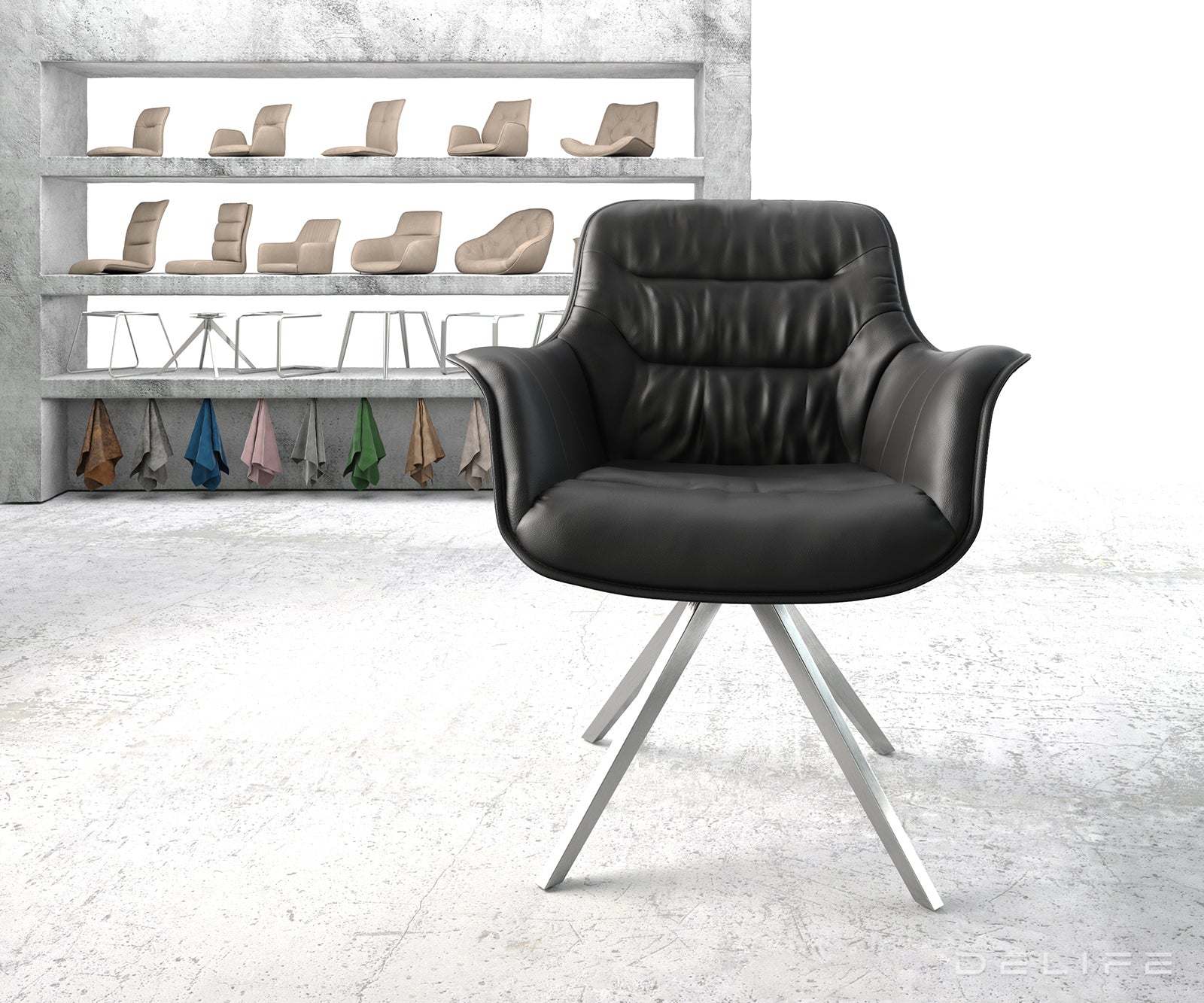 Blagovaonska stolica Kaira, Materijal: Koža