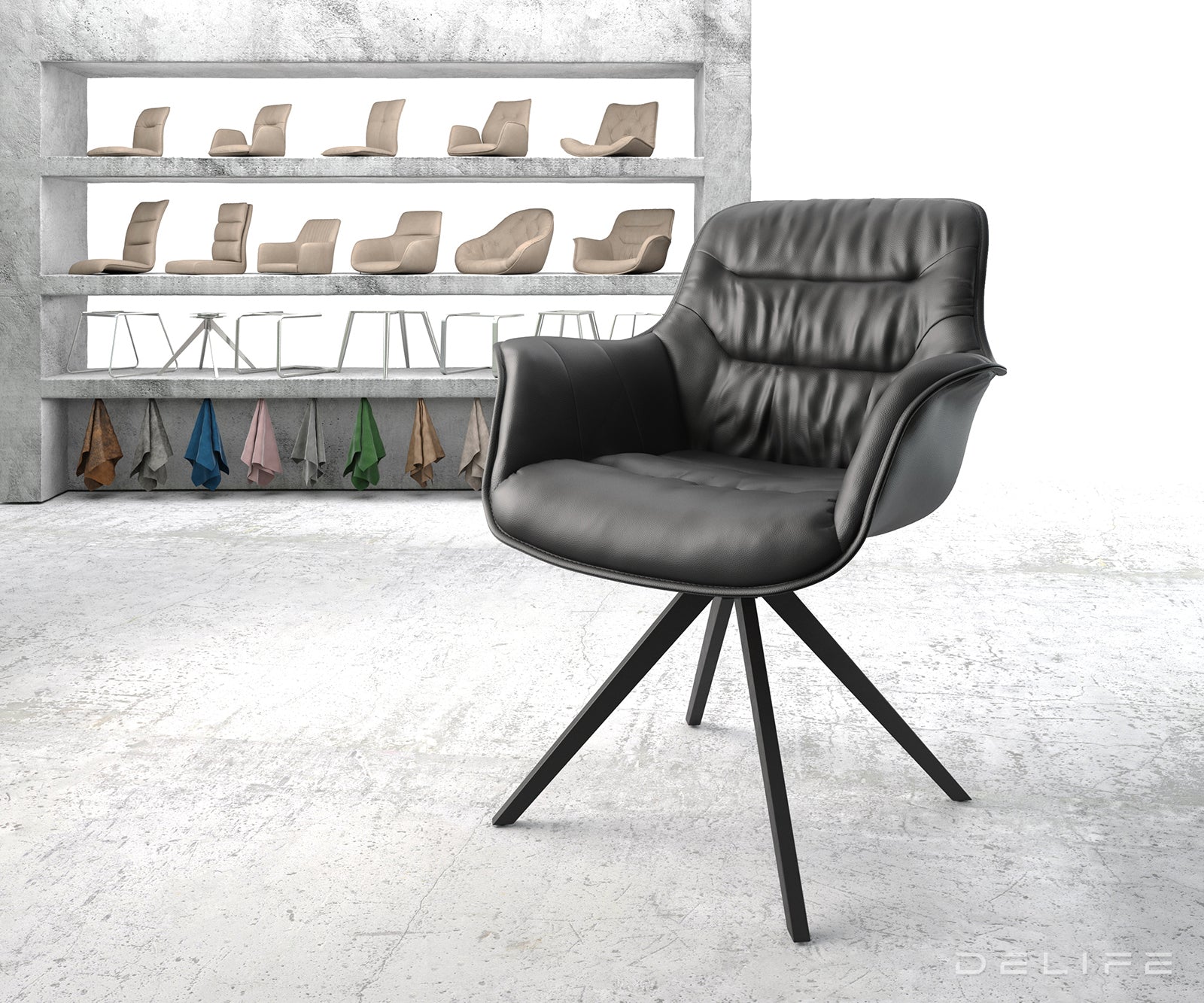 Blagovaonska stolica Kaira, Materijal: Koža