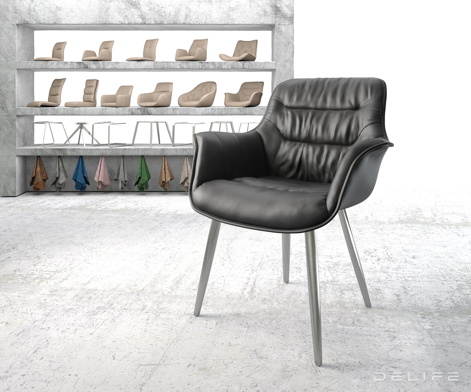 Blagovaonska stolica Kaira, Materijal: Koža