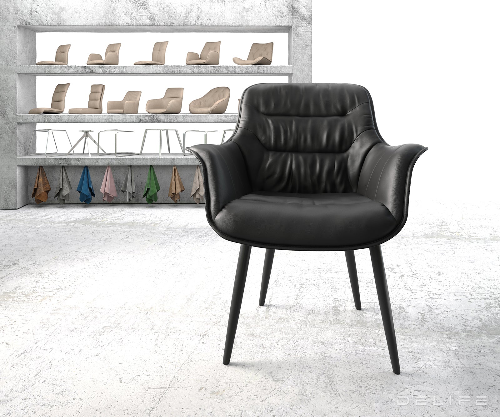 Blagovaonska stolica Kaira, Materijal: Koža