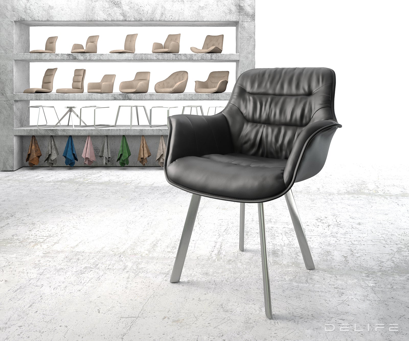 Blagovaonska stolica Kaira, Materijal: Koža