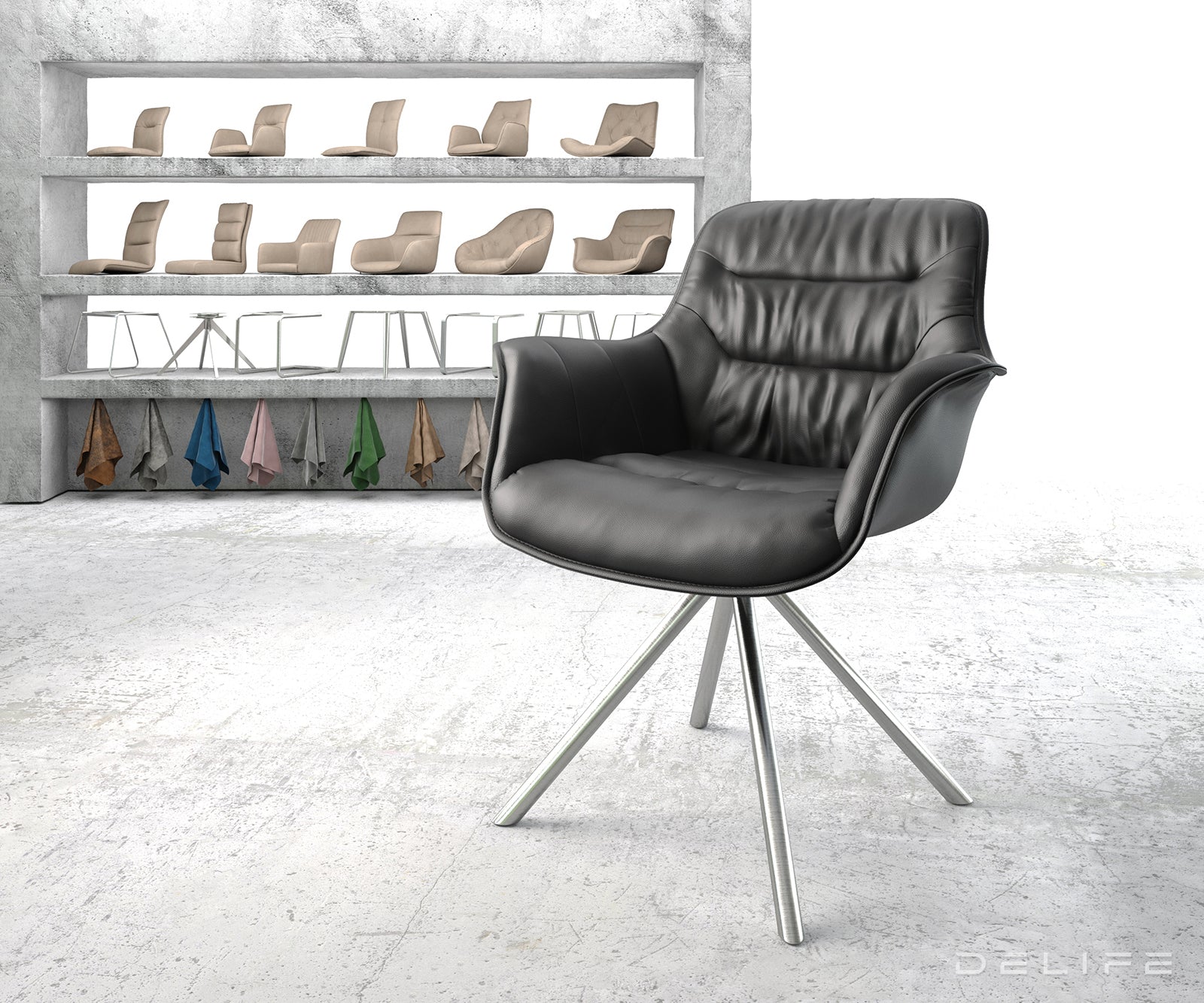 Blagovaonska stolica Kaira, Materijal: Koža