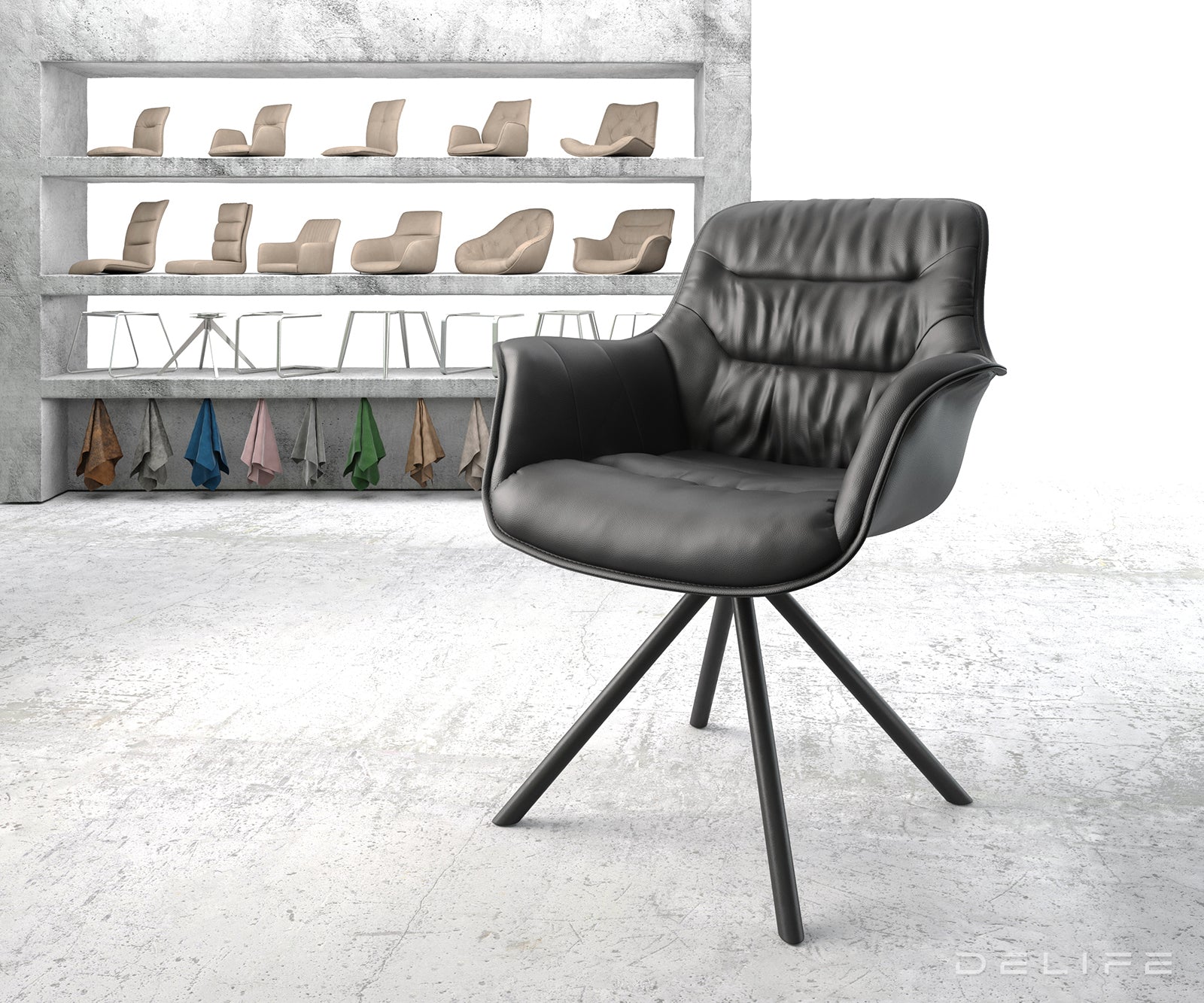 Blagovaonska stolica Kaira, Materijal: Koža