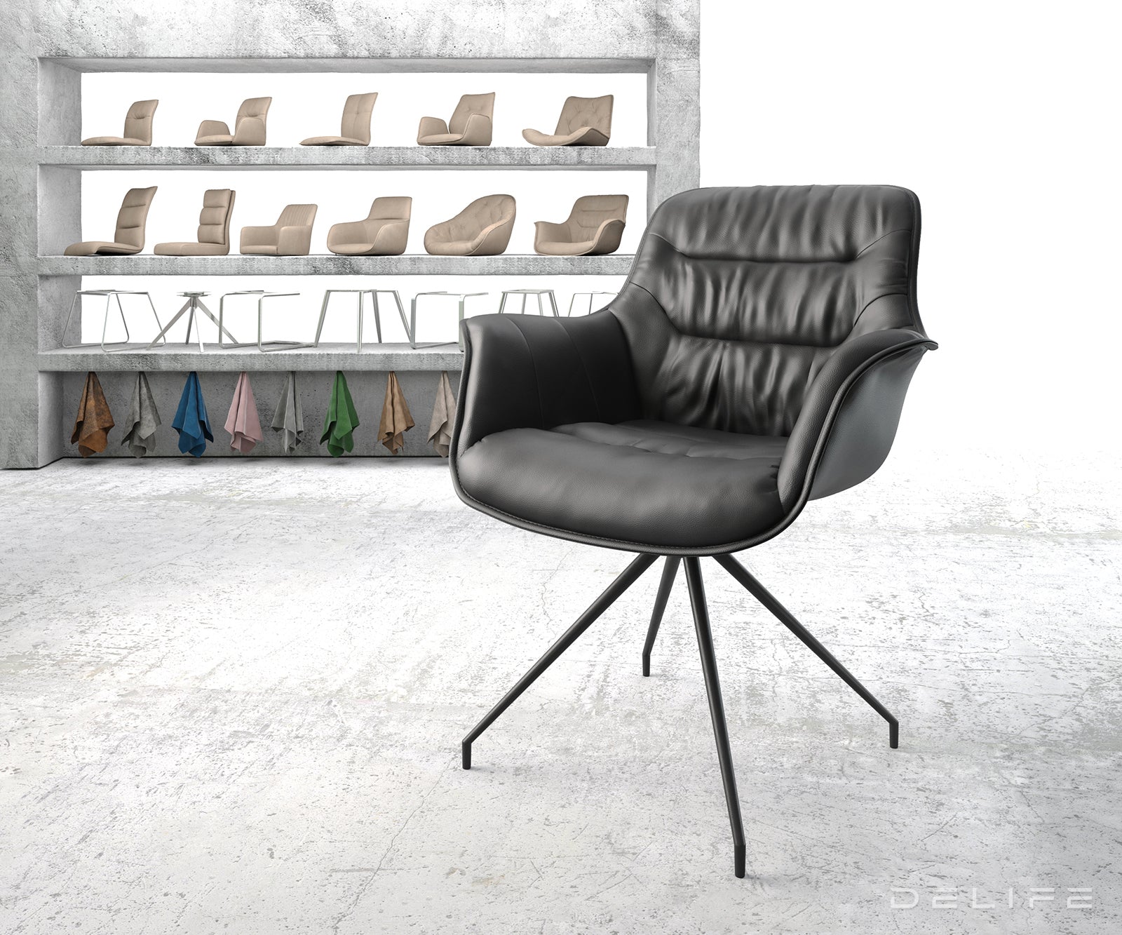 Blagovaonska stolica Kaira, Materijal: Koža