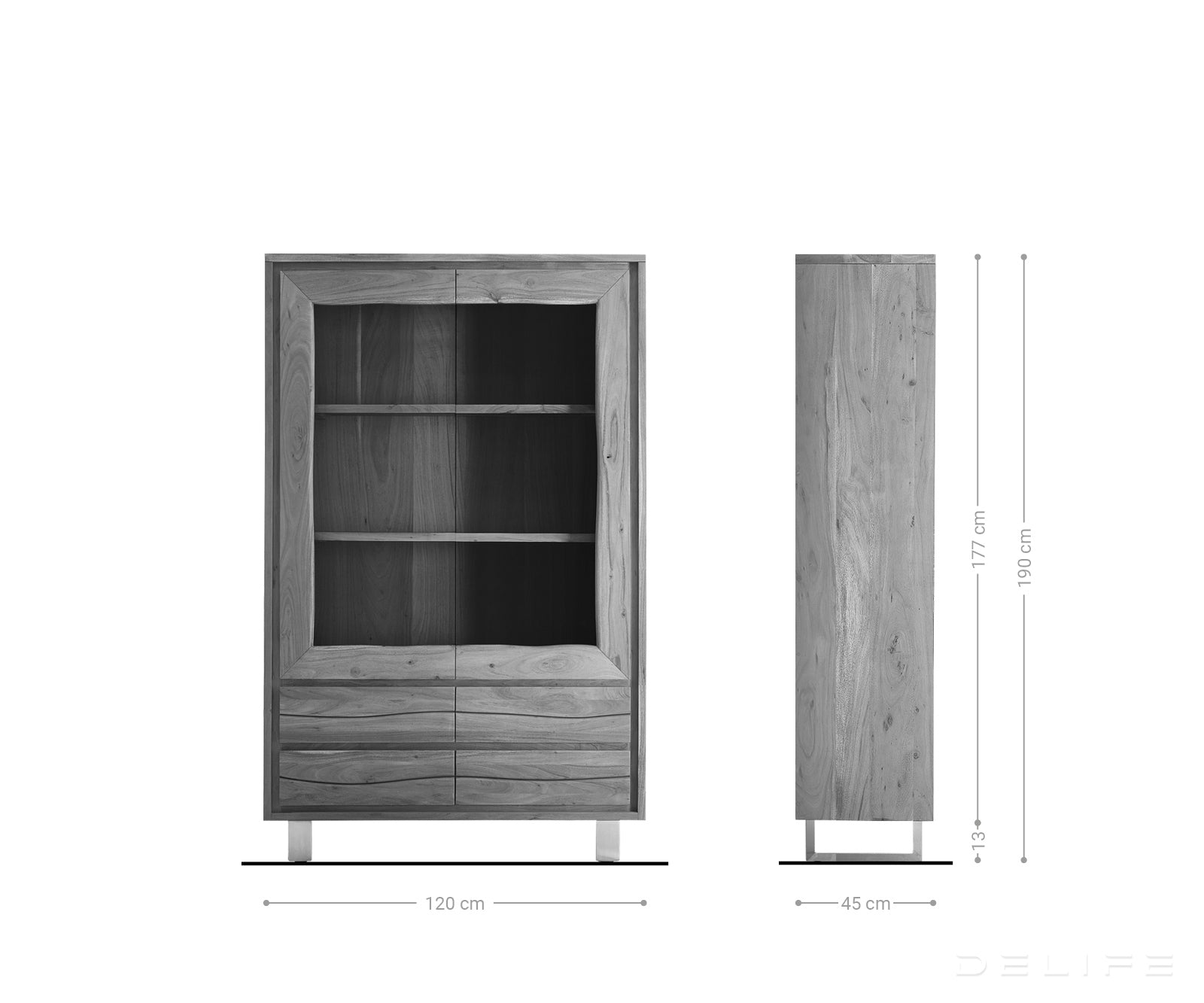 Visoka komoda Live-Edge 120x190cm, Materijal: Bagrem