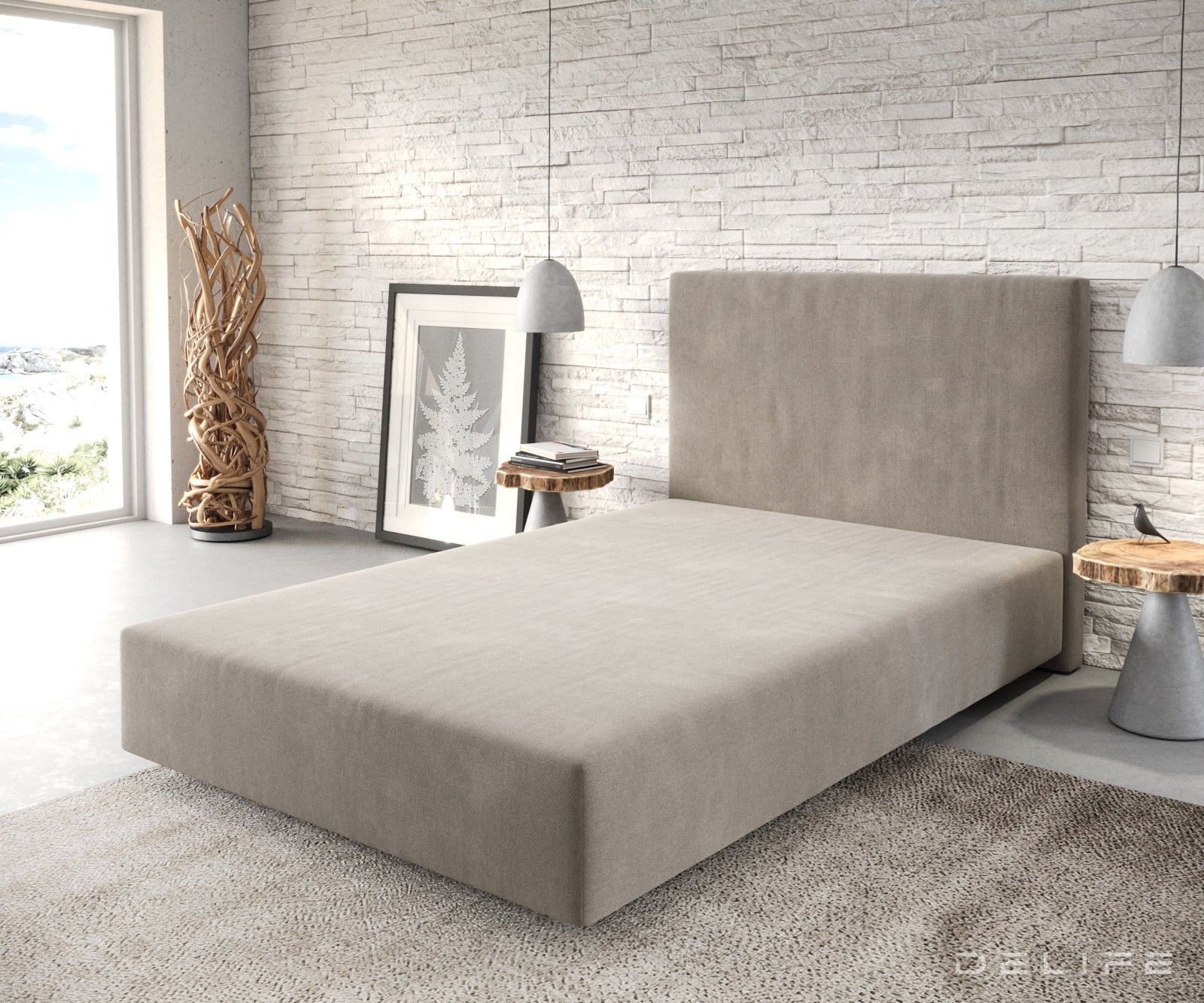 Box spring okvir Dream-Well, Minimalističan prošiv - Mikrofibra