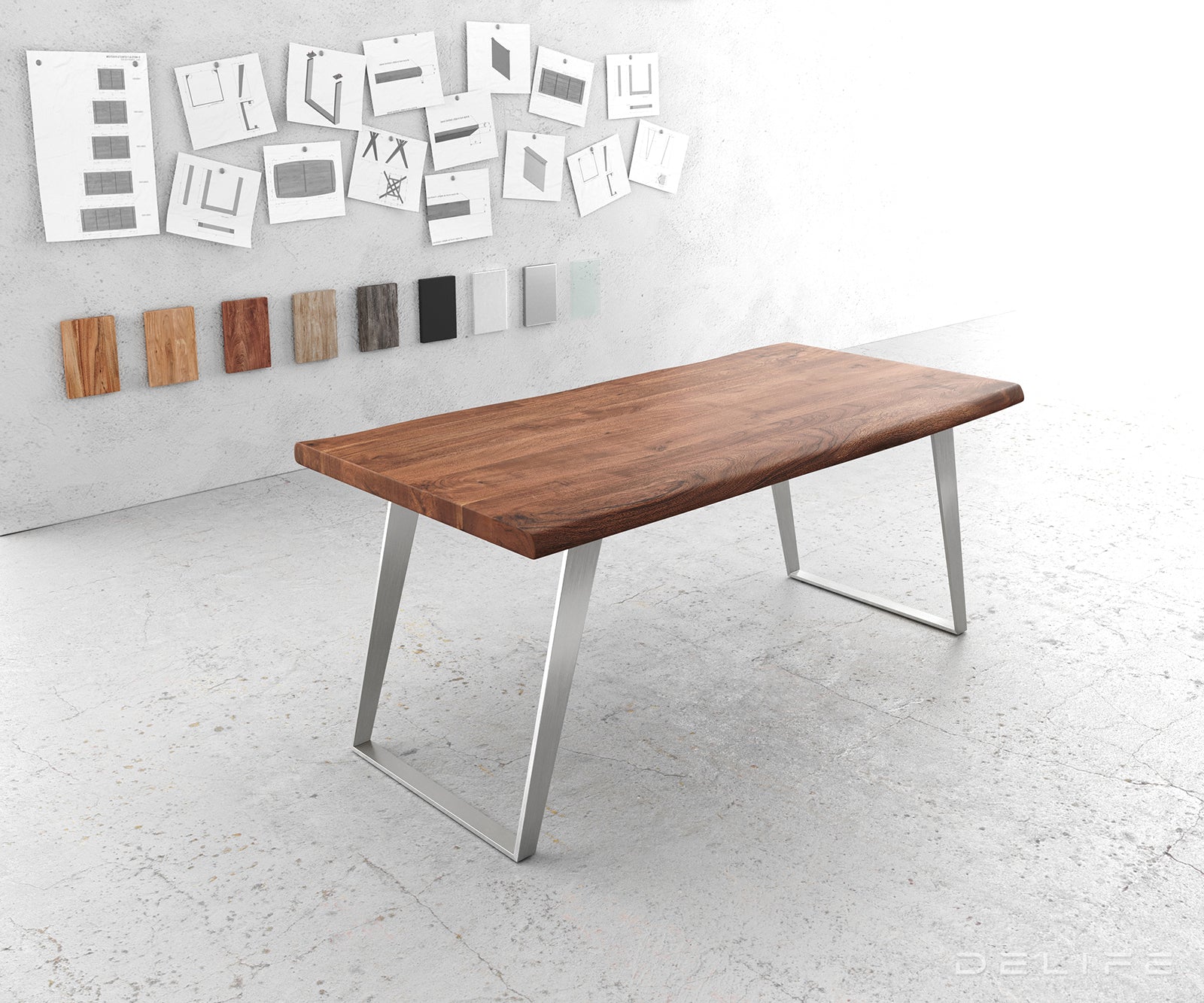 Blagovaonski stol Edge, Materijal: Bagrem, Debljina ploče: 5,5cm