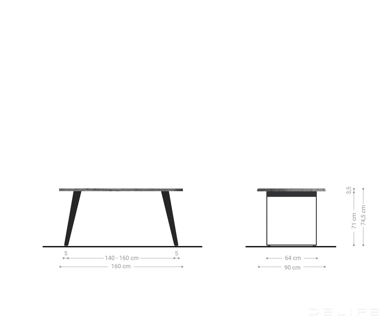 Blagovaonski stol Edge, Materijal: Bagrem, Debljina ploče: 3,5cm