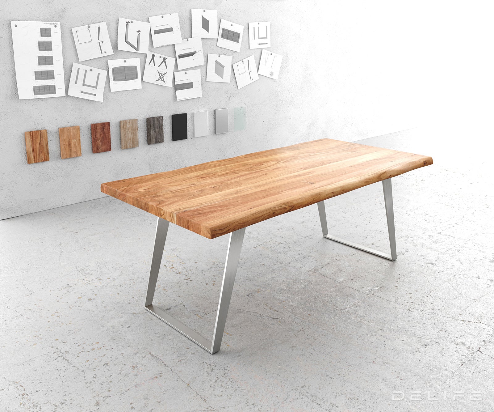 Blagovaonski stol Edge, Materijal: Bagrem, Debljina ploče: 5,5cm