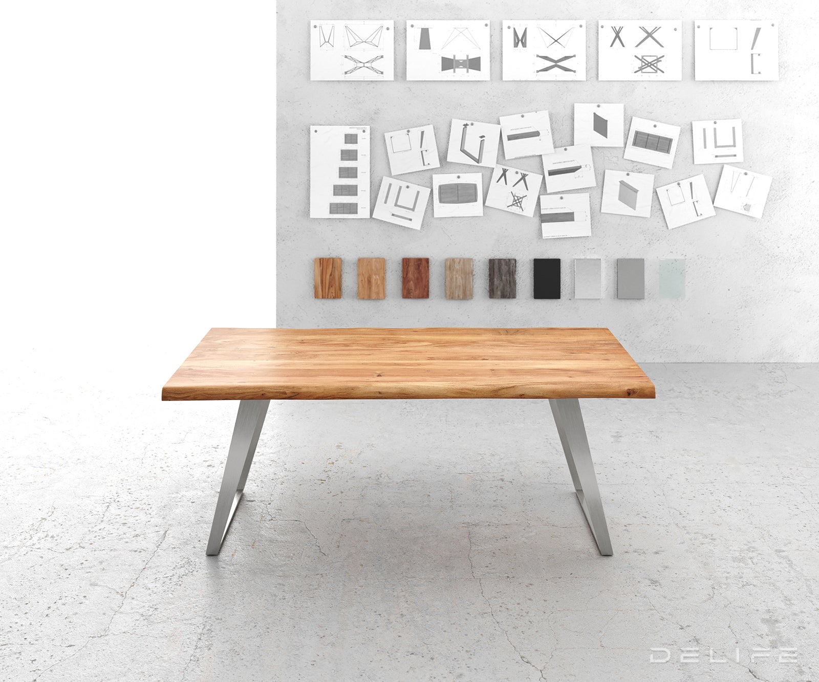 Blagovaonski stol Edge, Materijal: Bagrem, Debljina ploče: 5,5cm