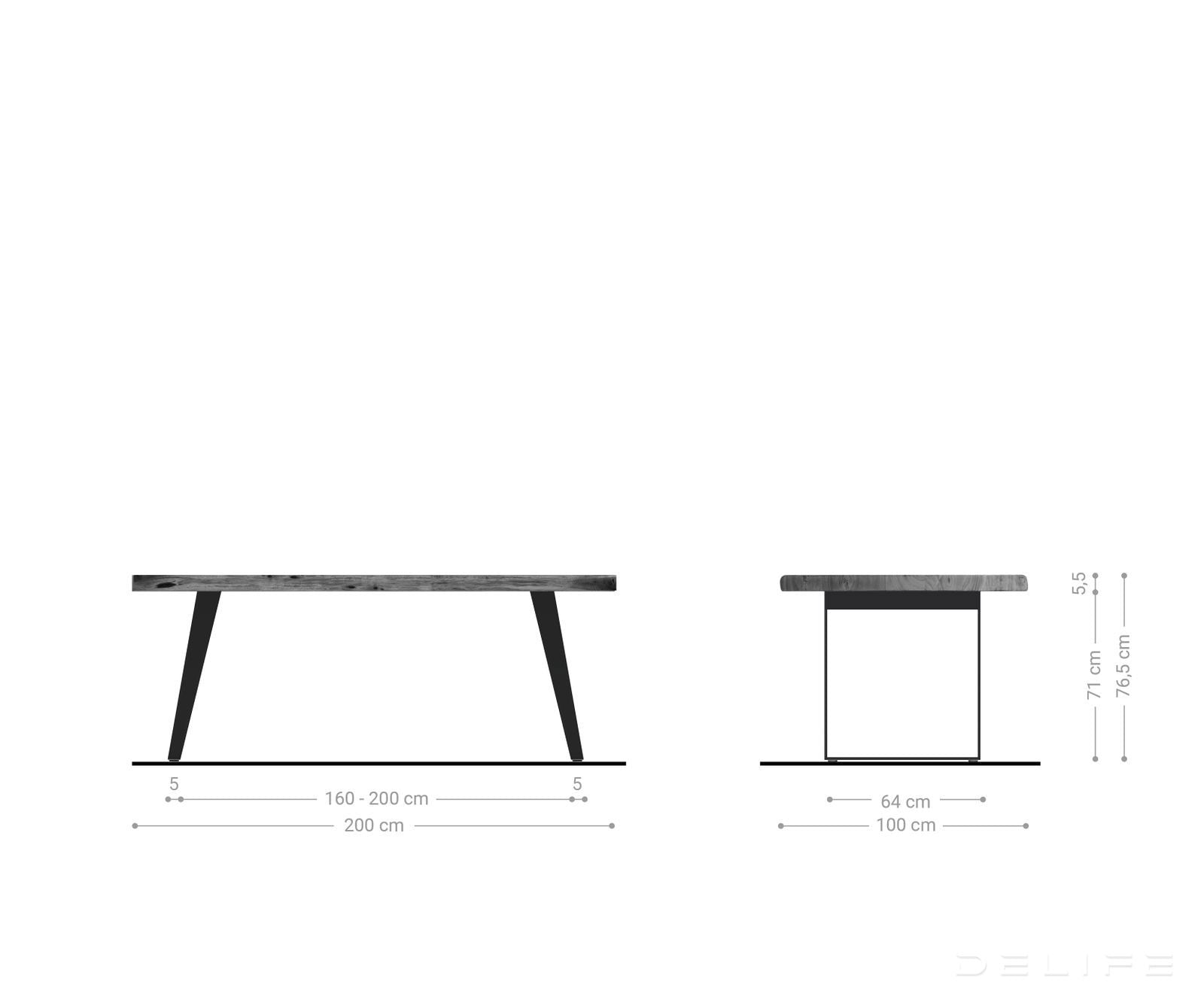 Blagovaonski stol Edge, Materijal: Bagrem, Debljina ploče: 5,5cm