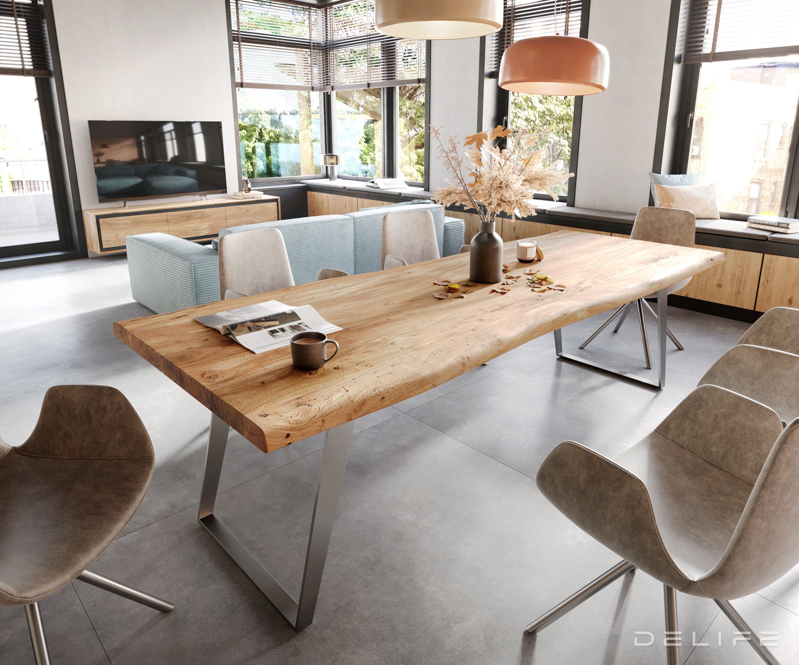 Blagovaonski stol Edge, Materijal: Bagrem, Debljina ploče: 5,5cm