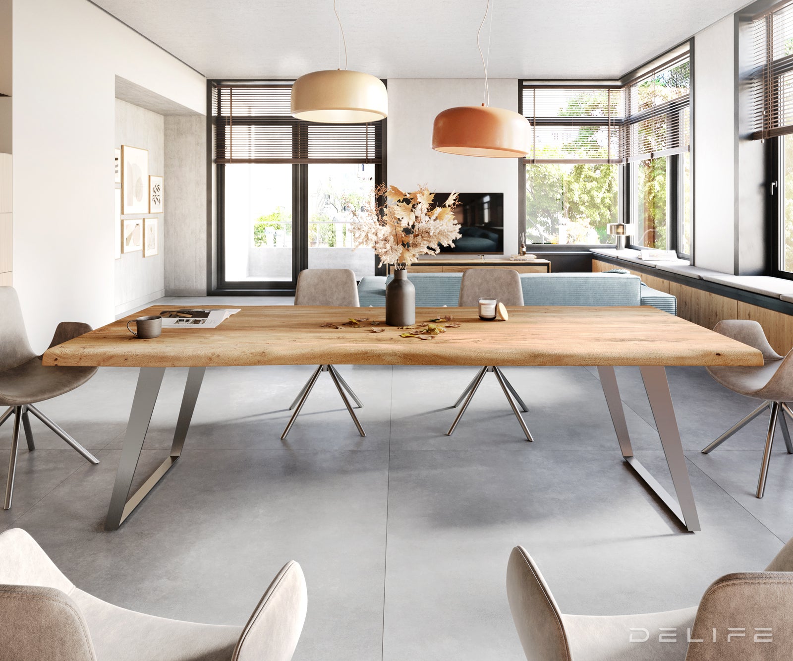 Blagovaonski stol Edge, Materijal: Bagrem, Debljina ploče: 5,5cm