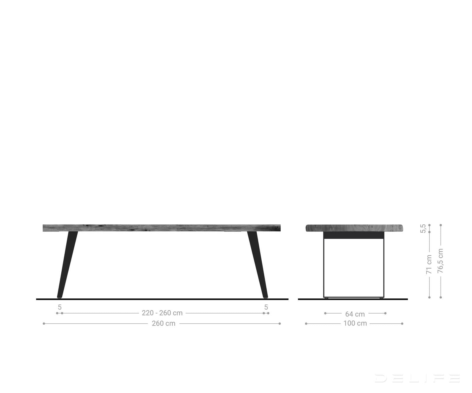 Blagovaonski stol Edge, Materijal: Bagrem, Debljina ploče: 5,5cm