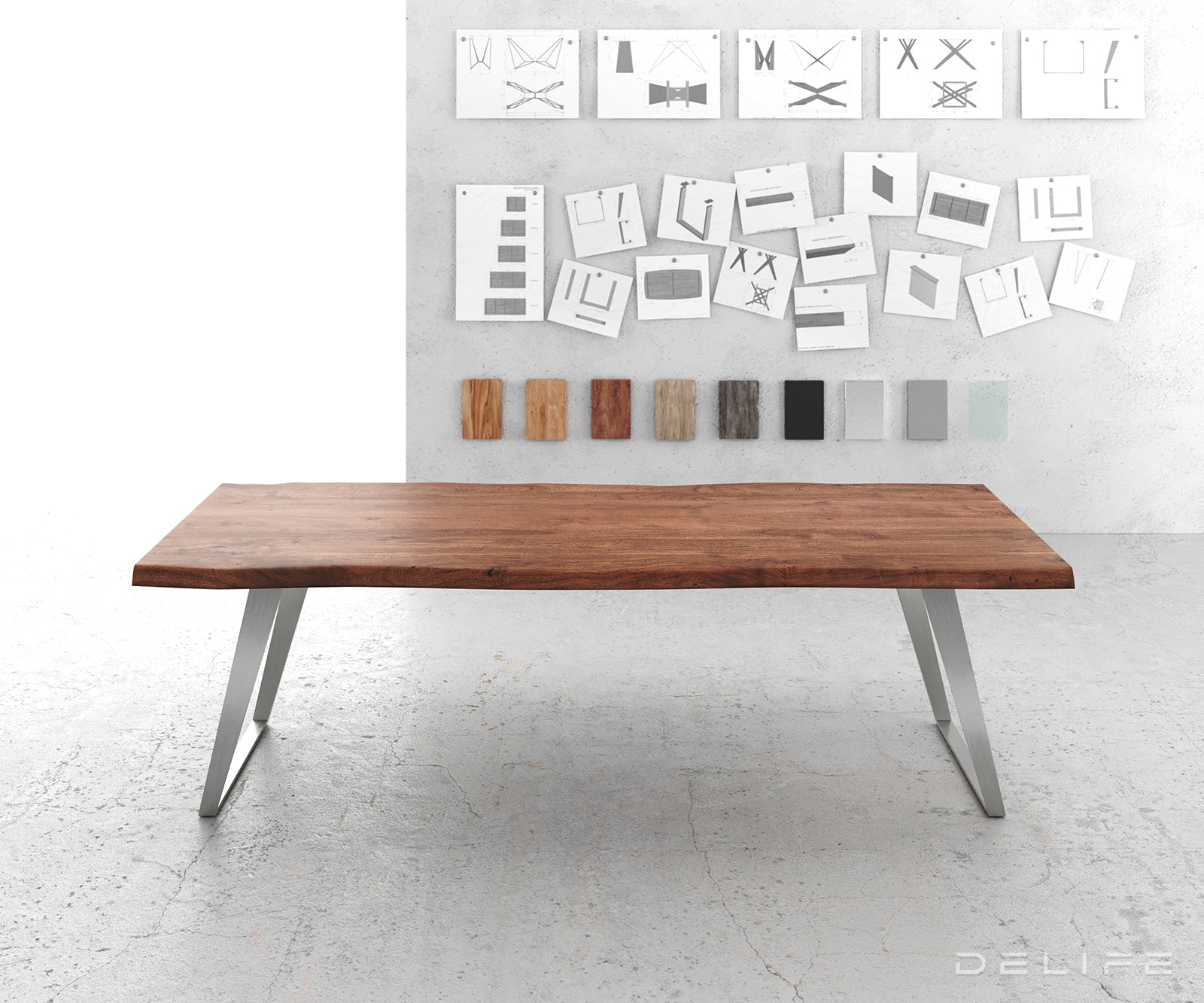 Blagovaonski stol Edge, Materijal: Bagrem, Debljina ploče: 5,5cm