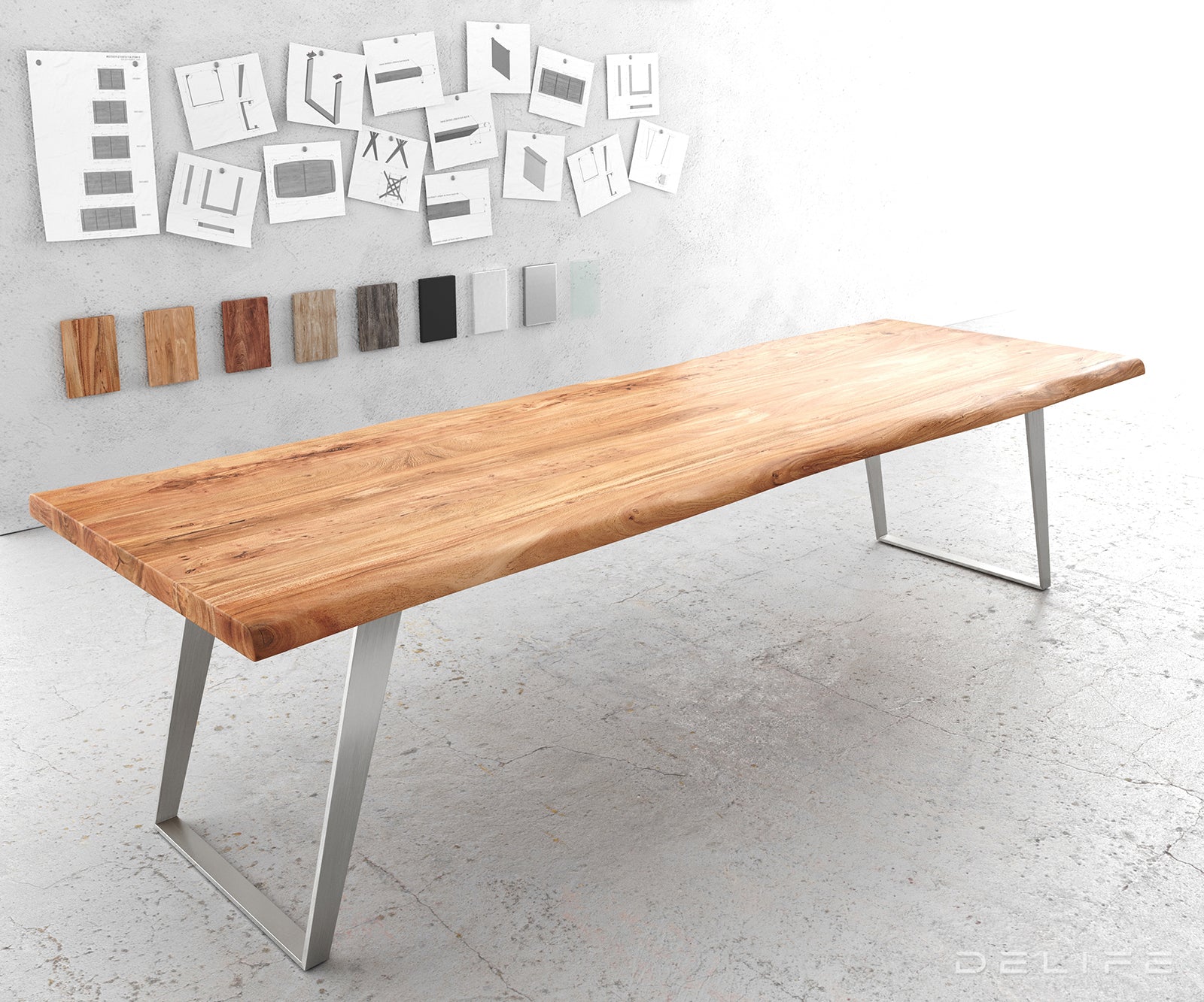 Blagovaonski stol Edge, Materijal: Bagrem, Debljina ploče: 5,5cm