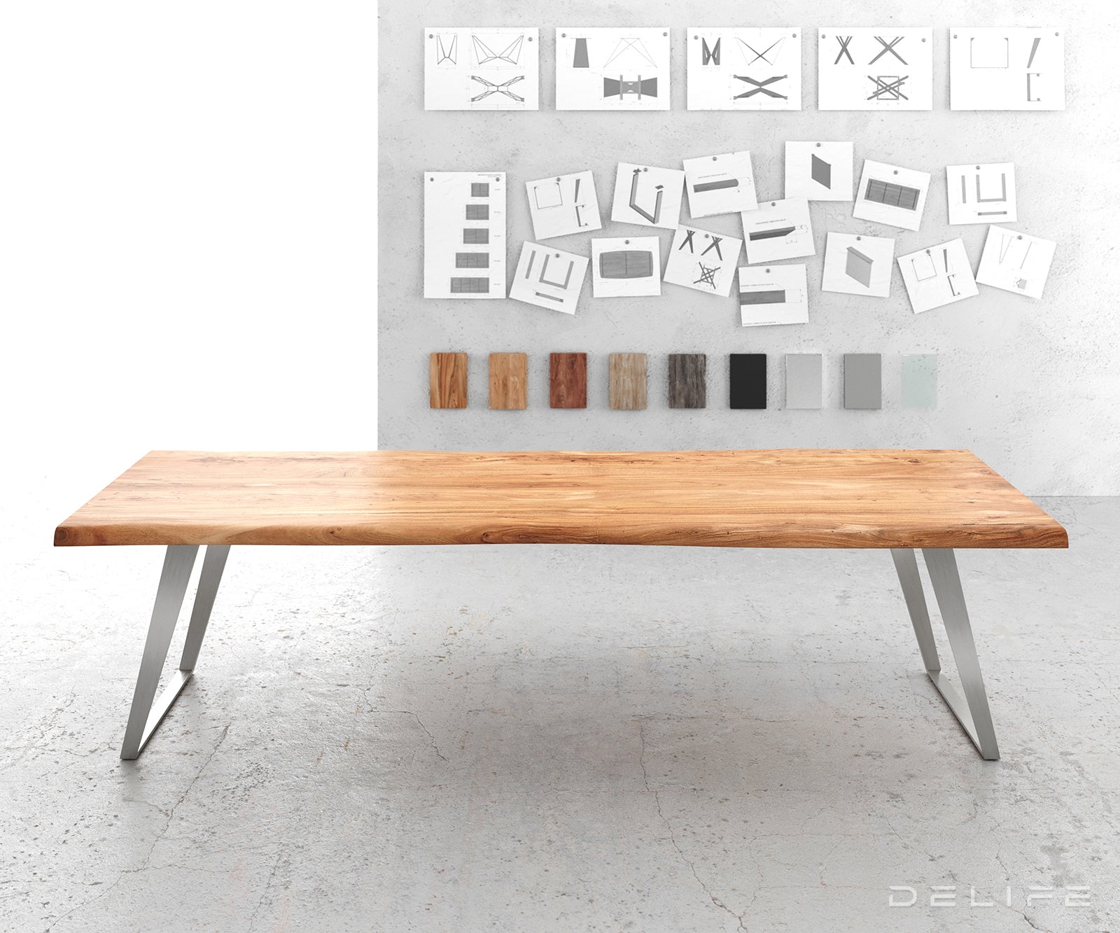 Blagovaonski stol Edge, Materijal: Bagrem, Debljina ploče: 5,5cm