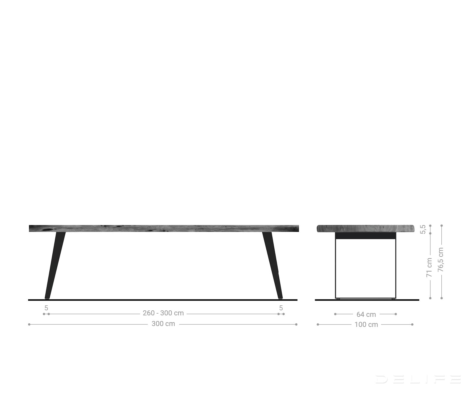Blagovaonski stol Edge, Materijal: Bagrem, Debljina ploče: 5,5cm