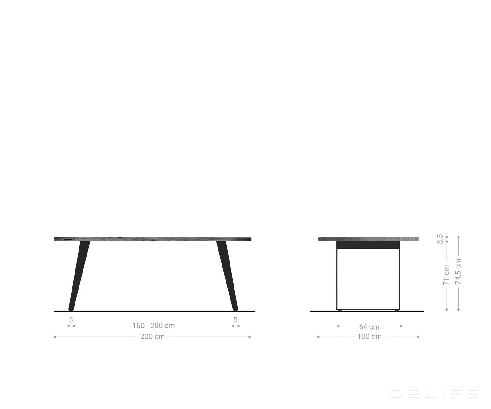 Blagovaonski stol Edge, Materijal: Bagrem, Debljina ploče: 3,5cm