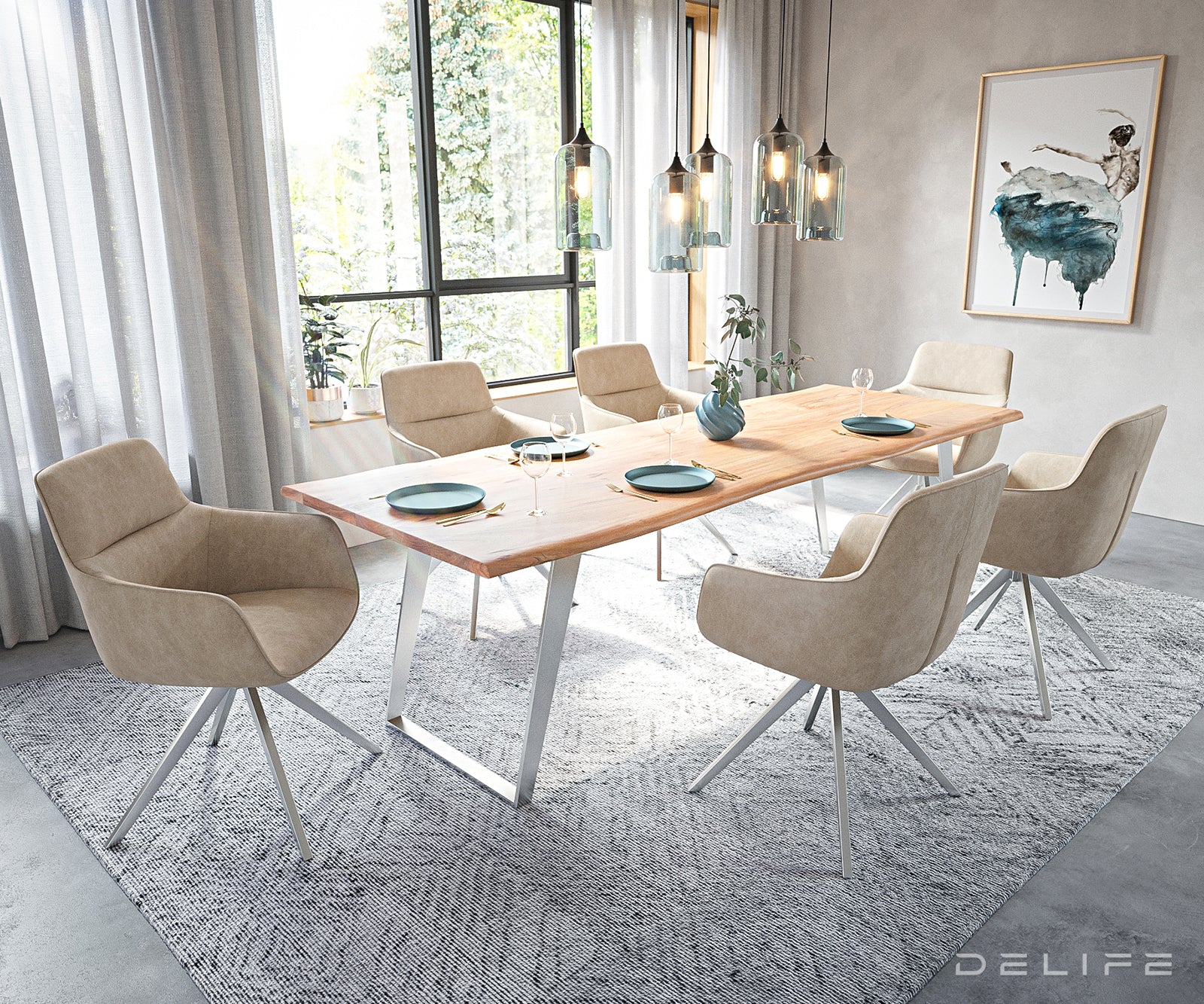 Blagovaonski stol Edge, Materijal: Bagrem, Debljina ploče: 3,5cm